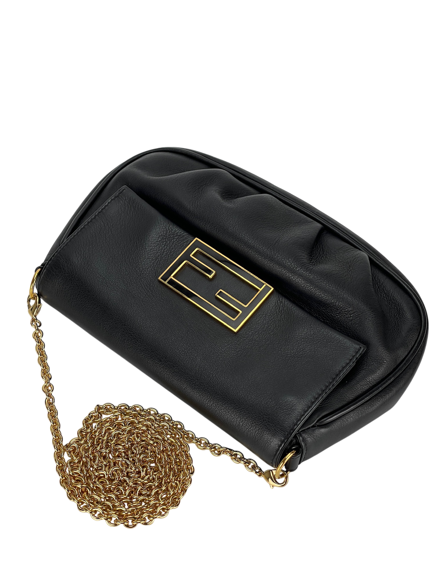 FENDI - Black Leather Chain Shoudler Messager
