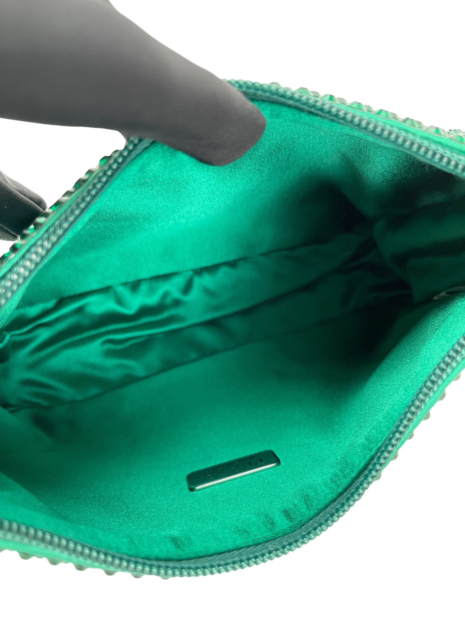 PRADA - Satin Crystal Mini Re-Edition 2000 Bag Mango