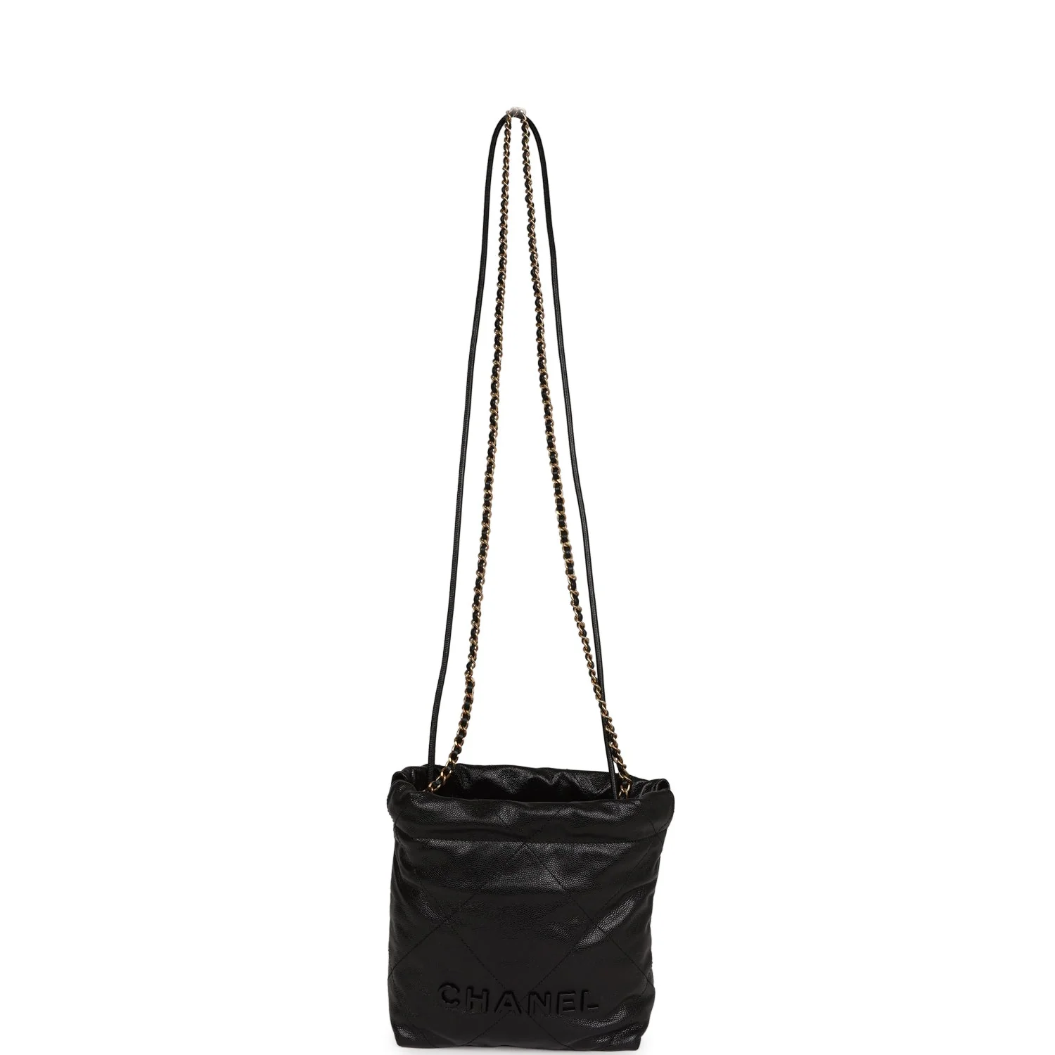 Chanel Mini 22 Bag Black Grained Calfskin Gold Hardware