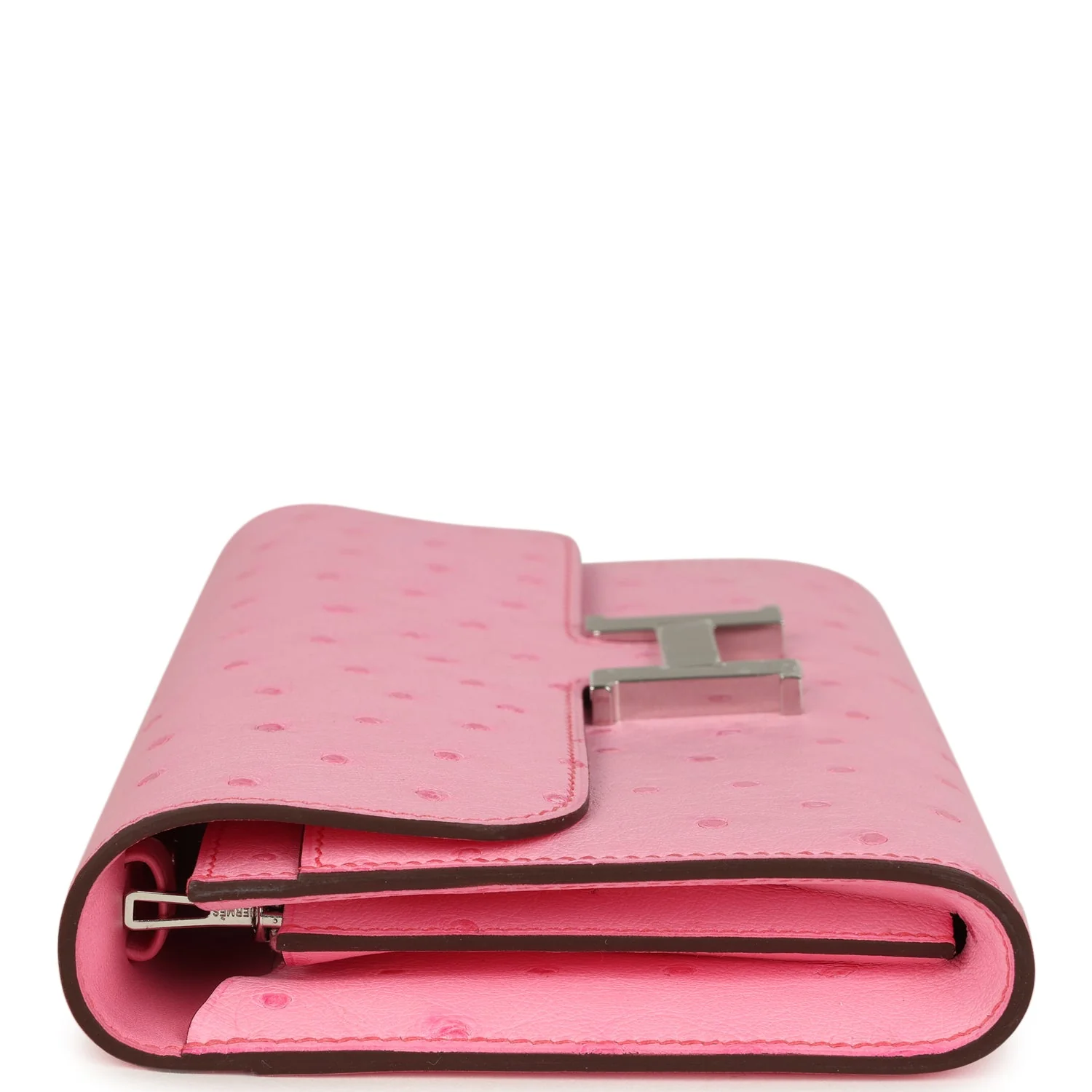 Hermes Constance To Go Wallet Bubblegum Ostrich Palladium Hardware