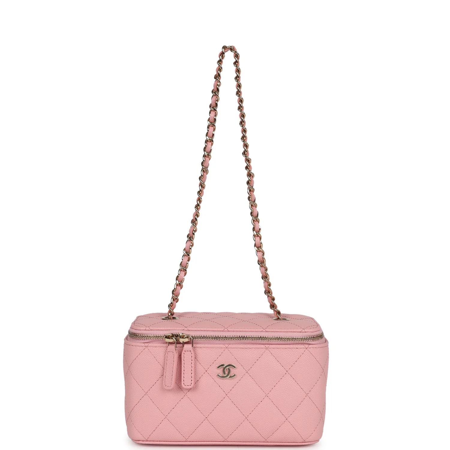Chanel Small Classic Vanity Case Pink Caviar Light Gold Hardware