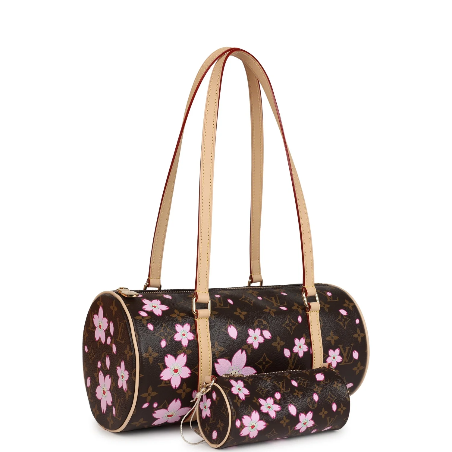 Louis Vuitton X Takashi Murakami Cherry Blossom Papillon Brown and Pink Monogram Gold Hardware