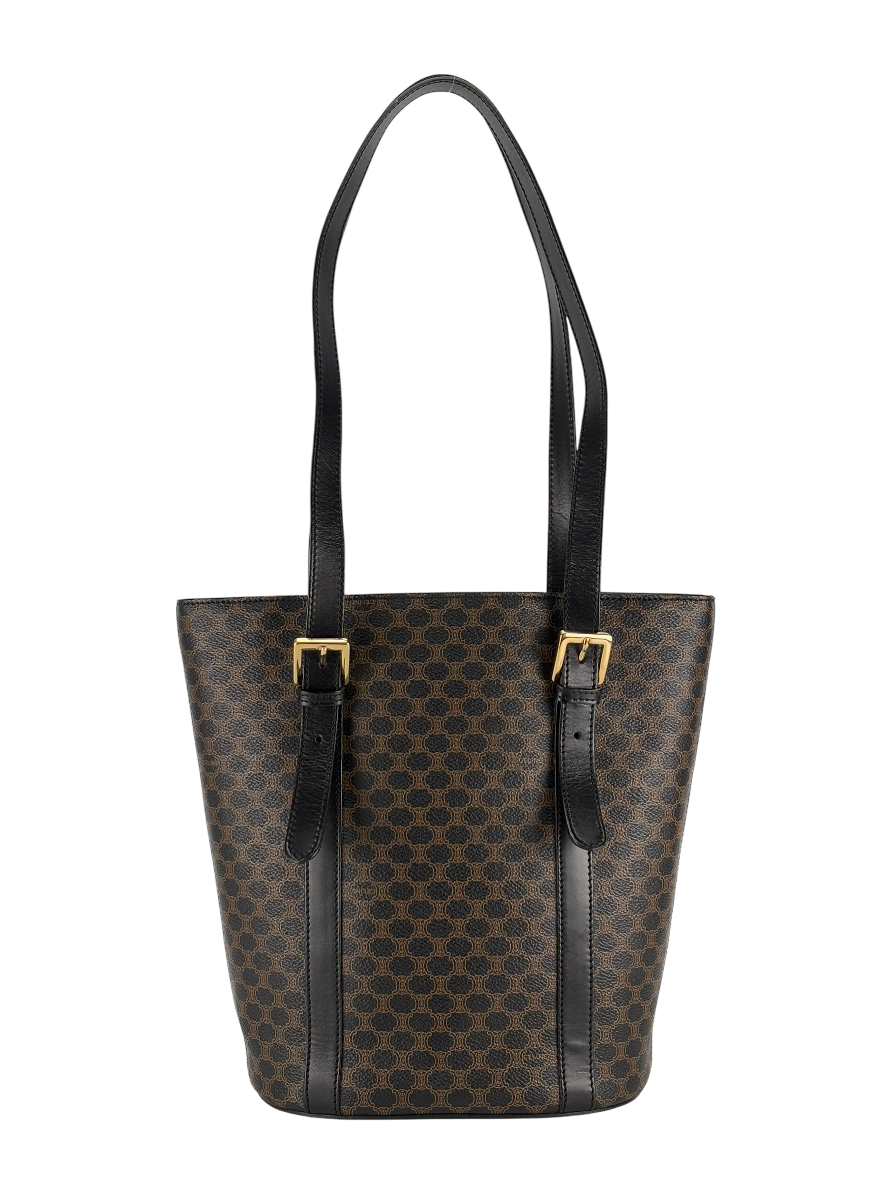 CELINE - Black Brown Macadam Bucket Bag