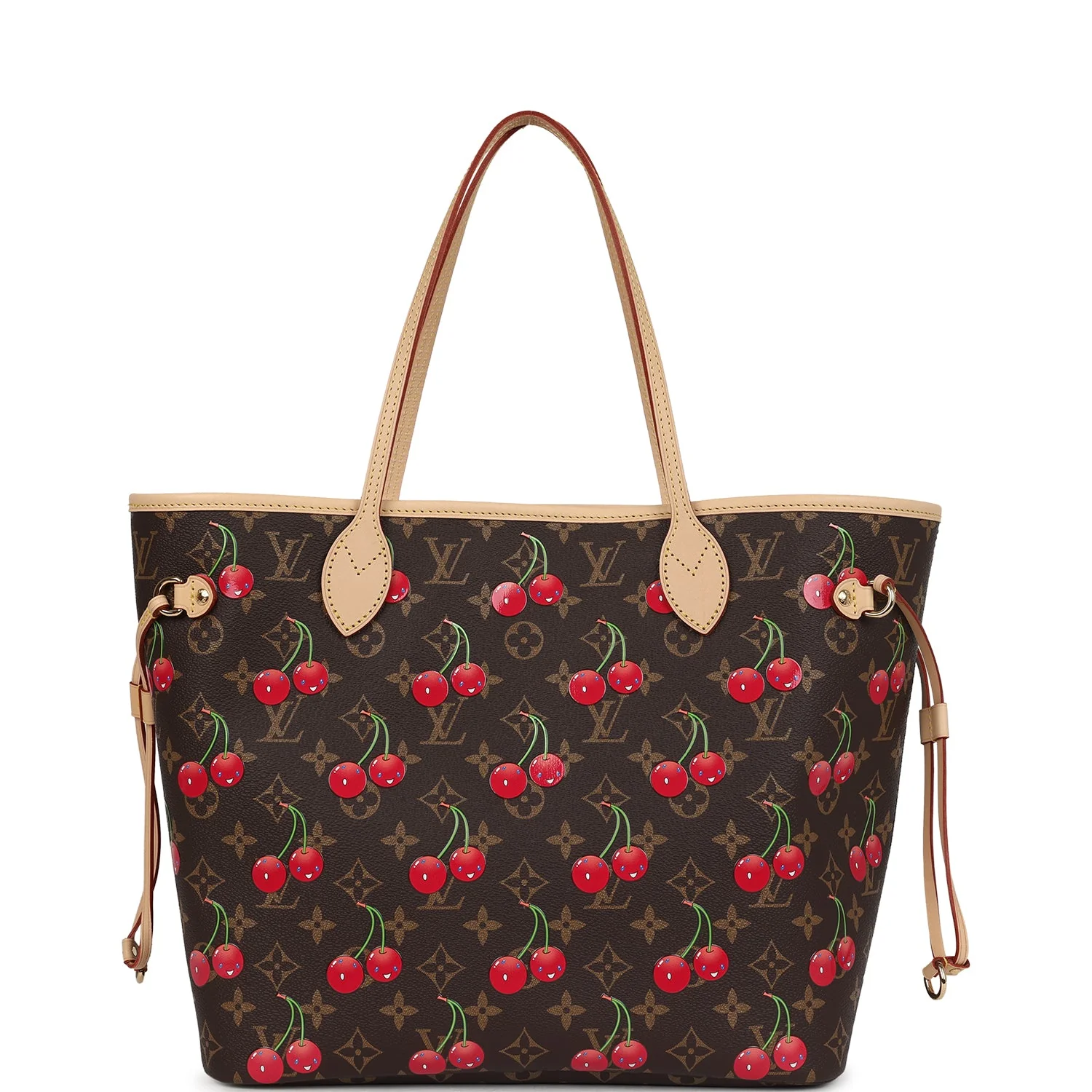 Louis Vuitton X Takashi Murakami Neverfull MM Cherry Brown Monogram Gold Hardware