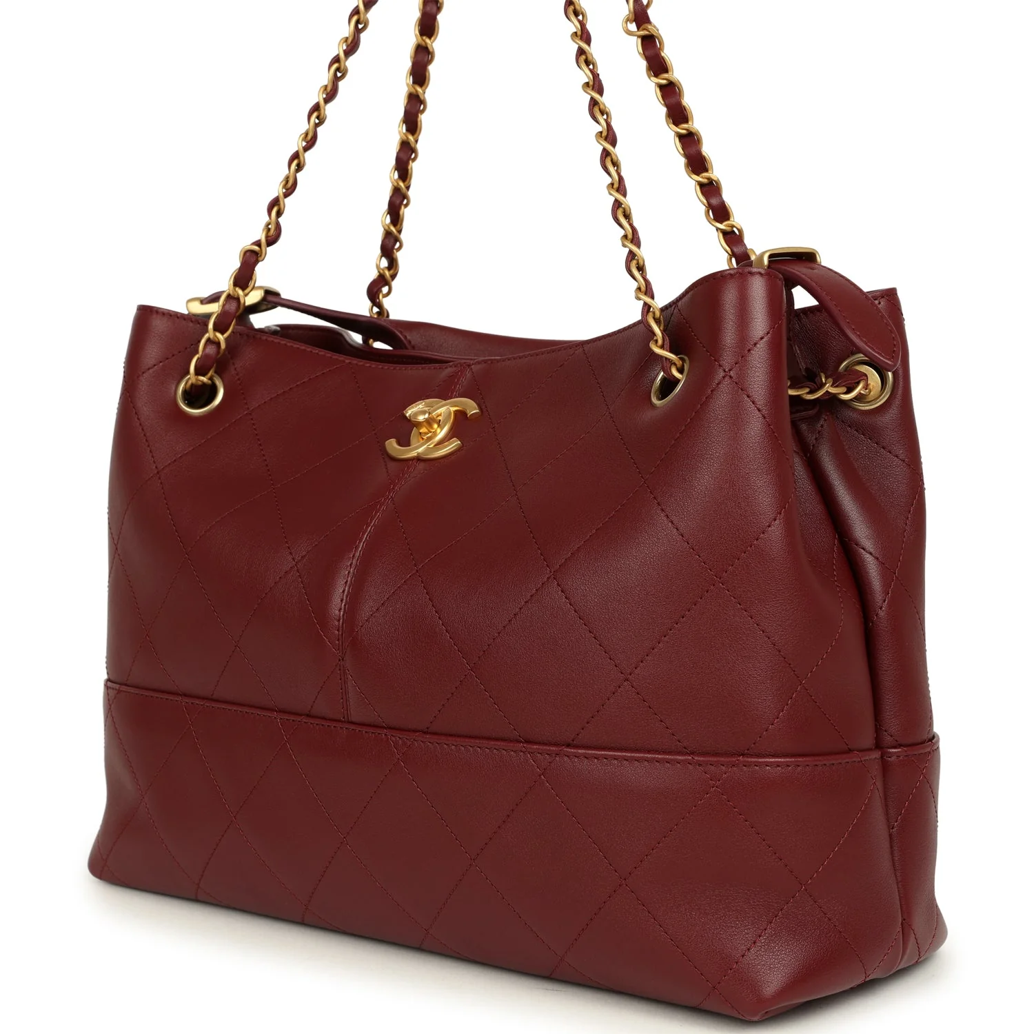 Chanel Small Coco Hobo Bag Burgundy Calfskin Antique Gold Hardware
