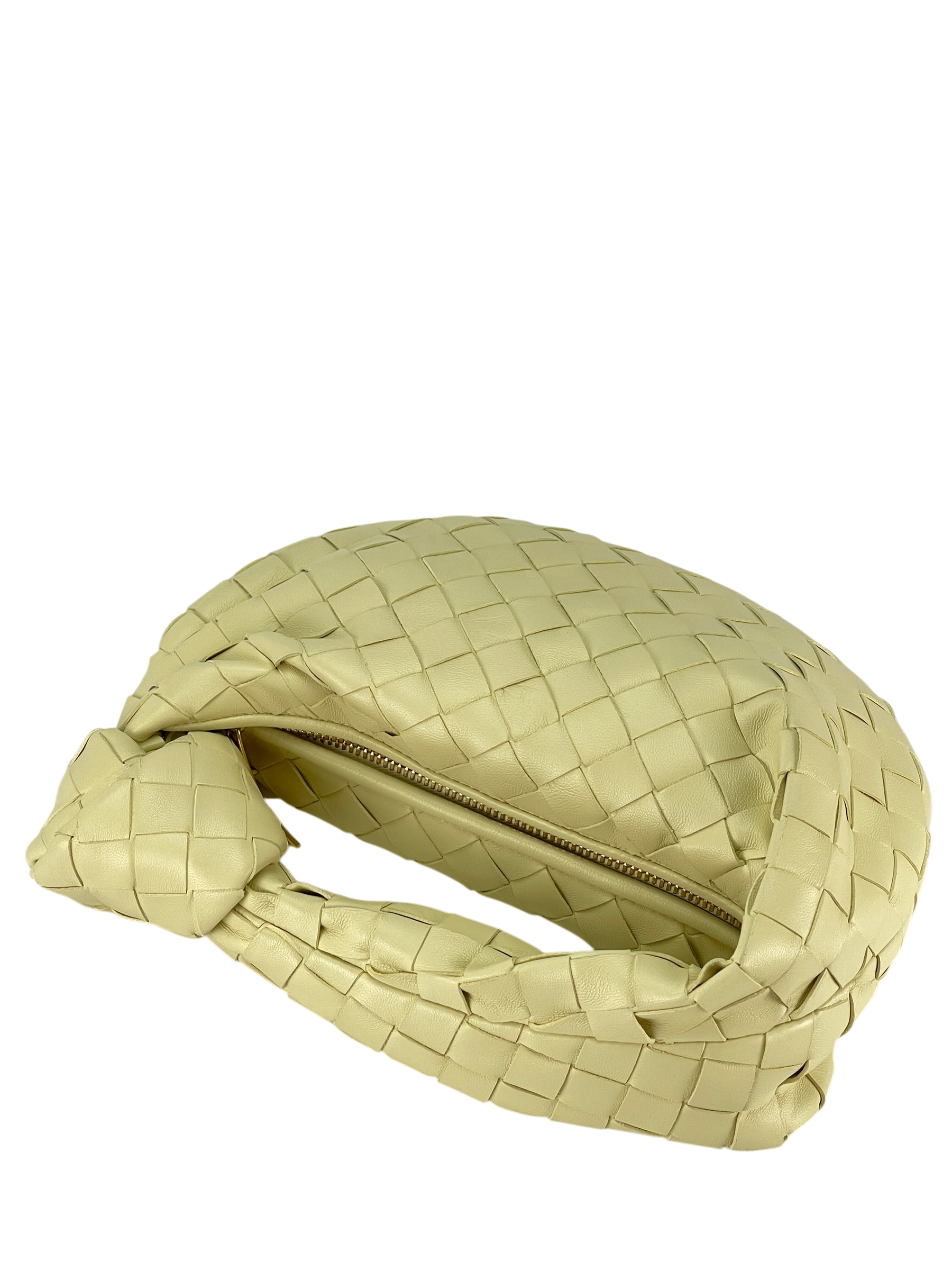 BOTTEGA VENETA - Light Yellow Lambskin Nappa Intrecciato Mini Jodie Handbag