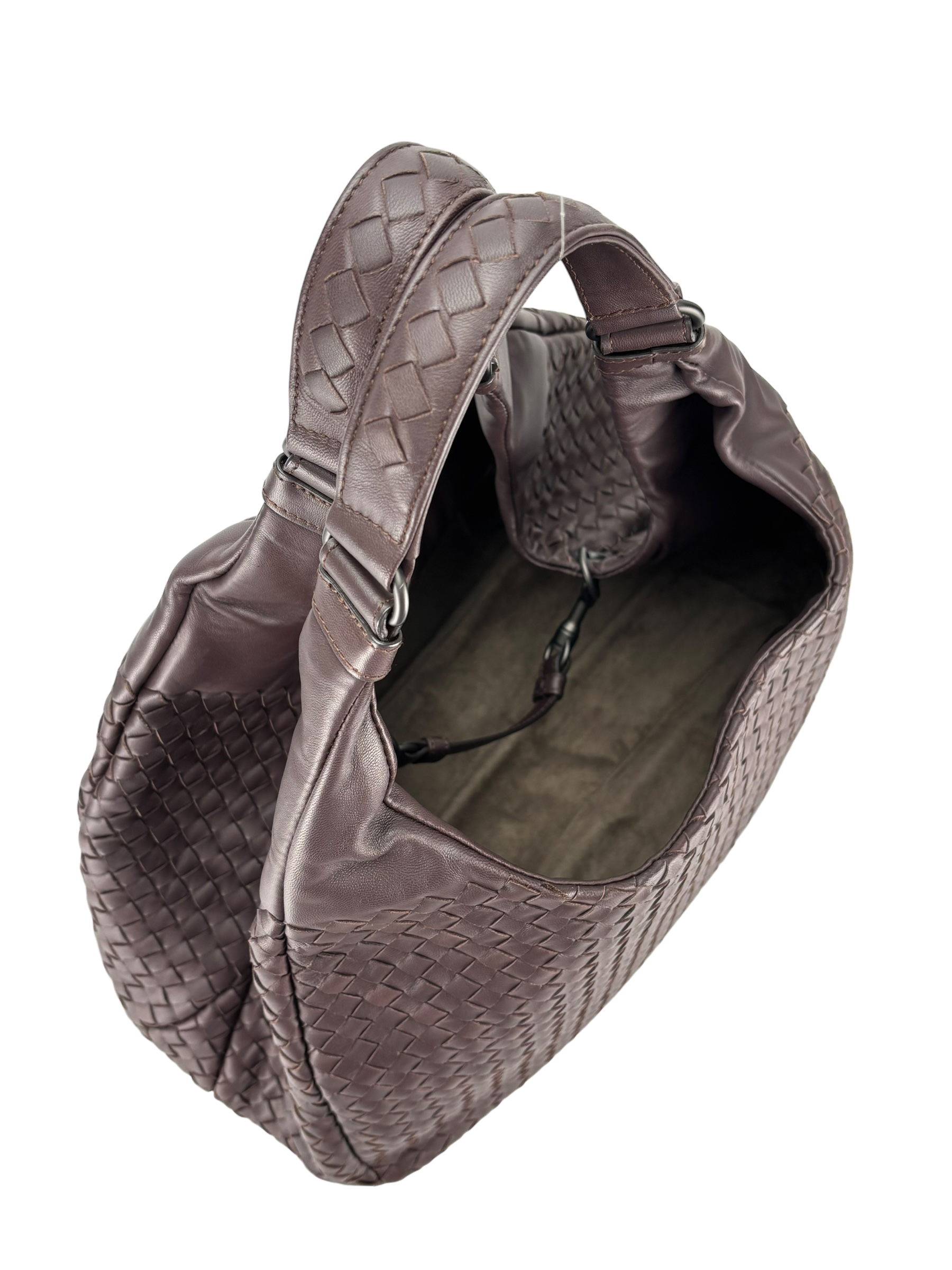 BOTTEGA VENETA - Dark Red Lambskin Campana Leather HandBag