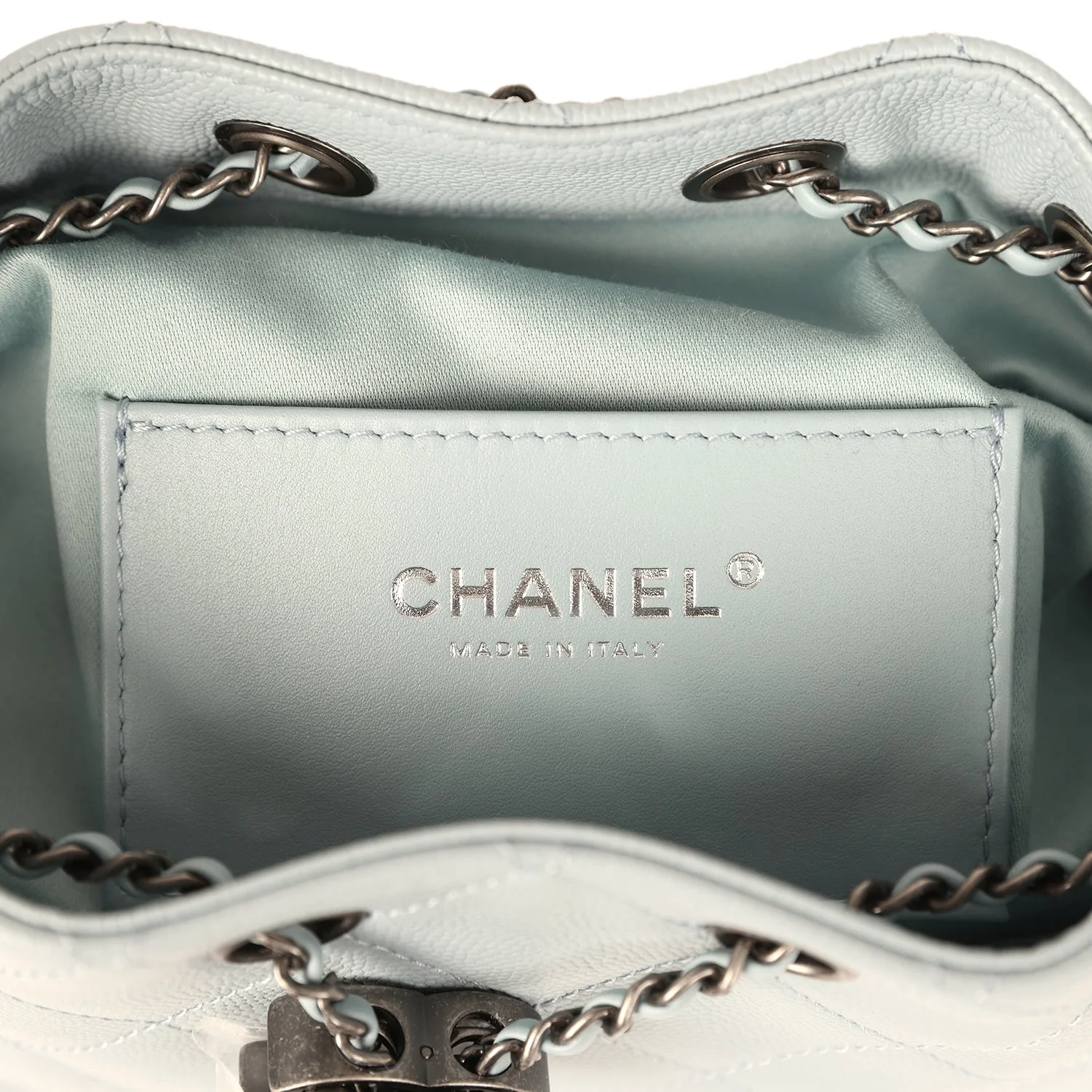 Chanel Mini 25 Hobo Bag Light Blue Caviar Aged Ruthenium Hardware