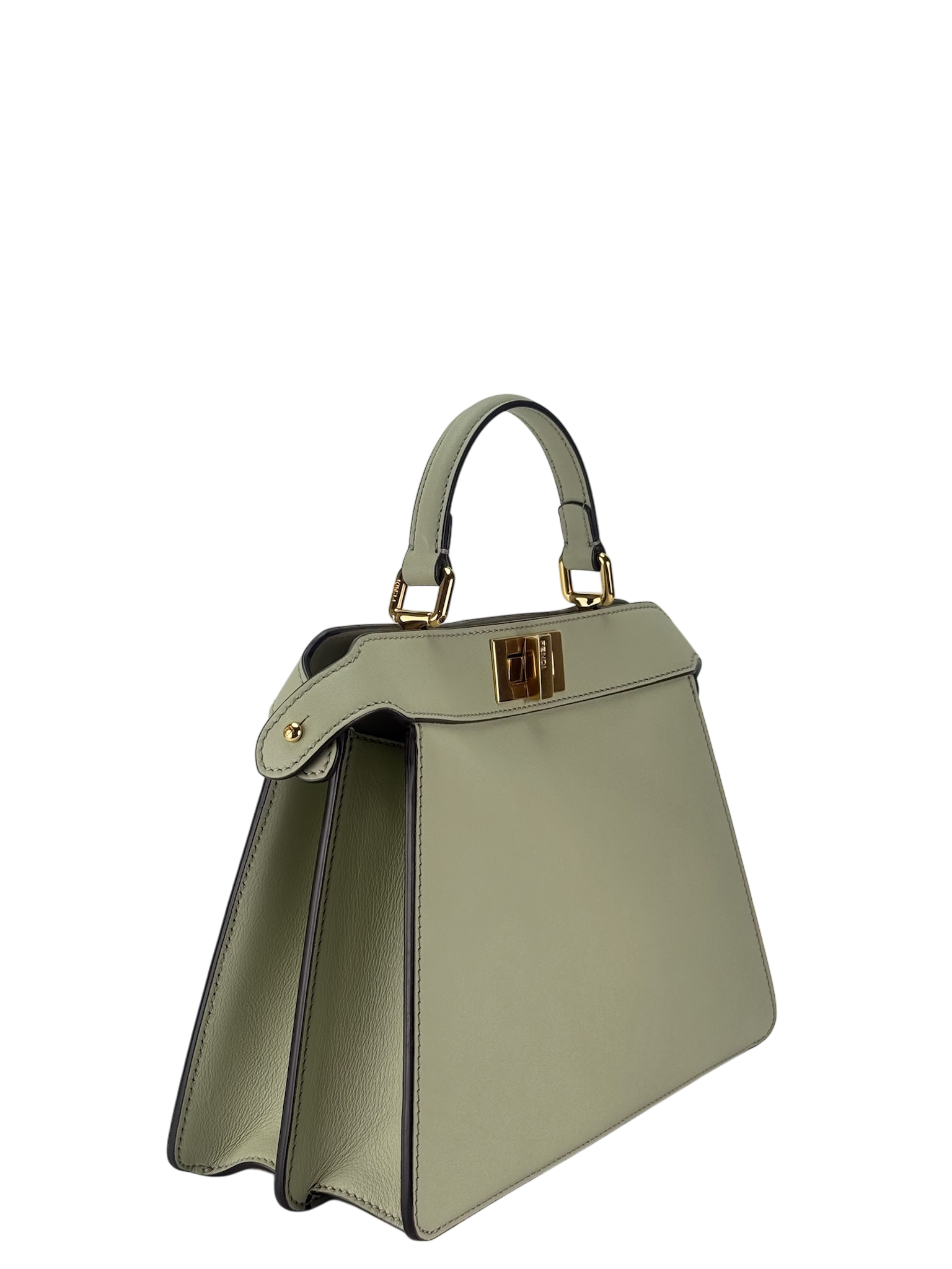 FENDI - Peekaboo Soft Small Green Tea Calfskin Leather bag Gold Hardware