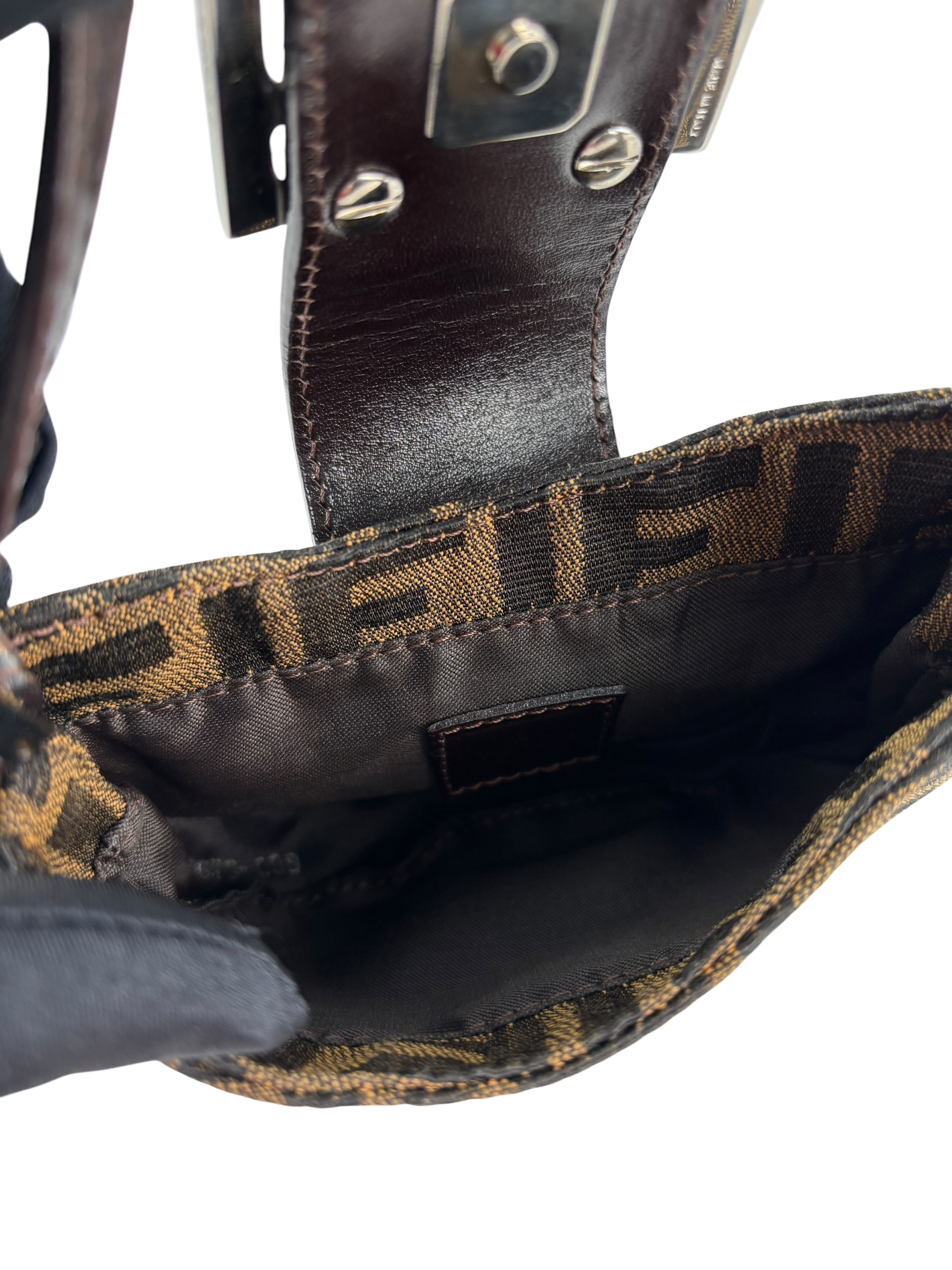 FENDI - Zucca Canvas Mini Croissant Handbag Black Brown