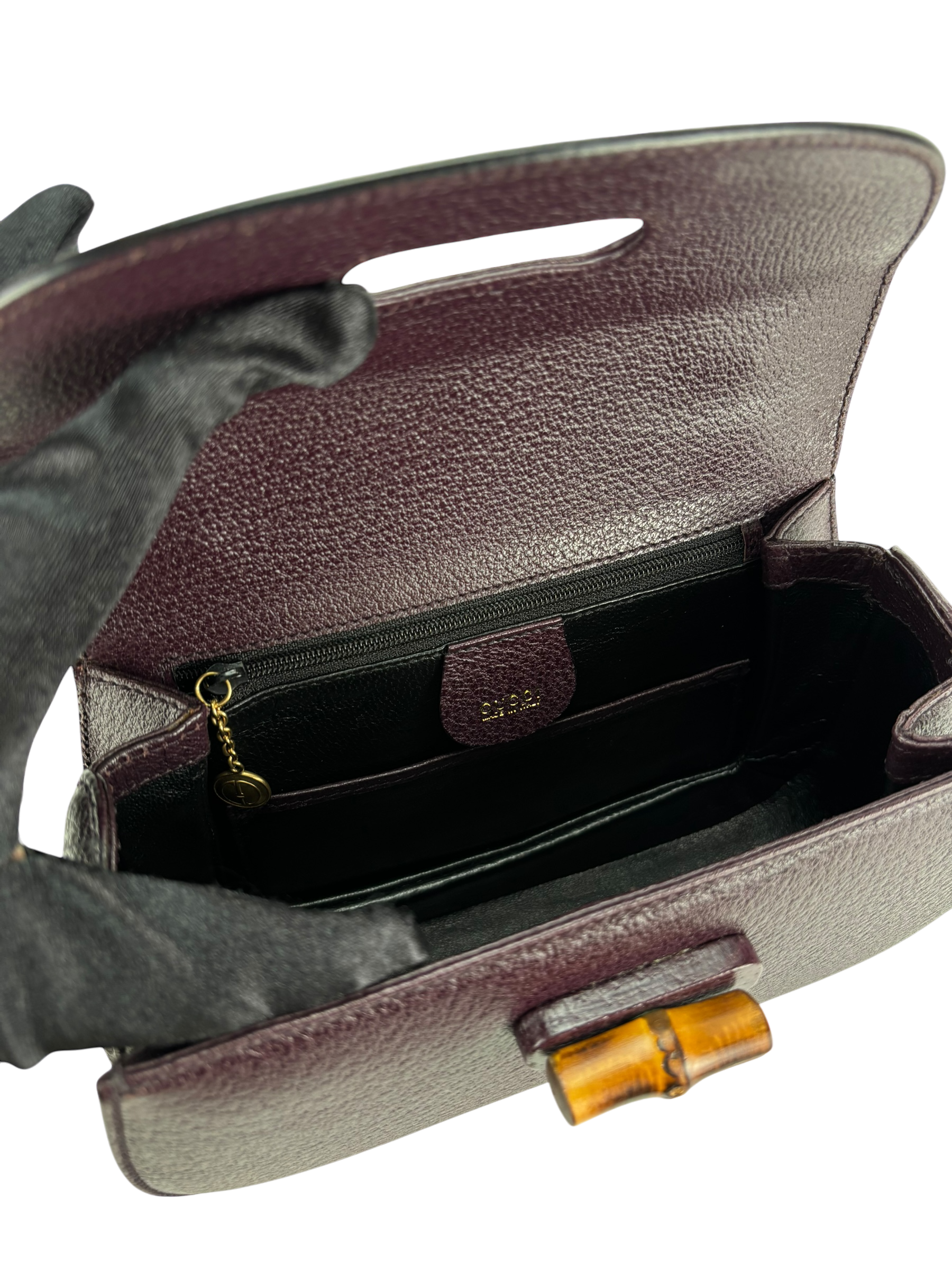 GUCCI - Purple Calfskin Bamboo Hand Bag