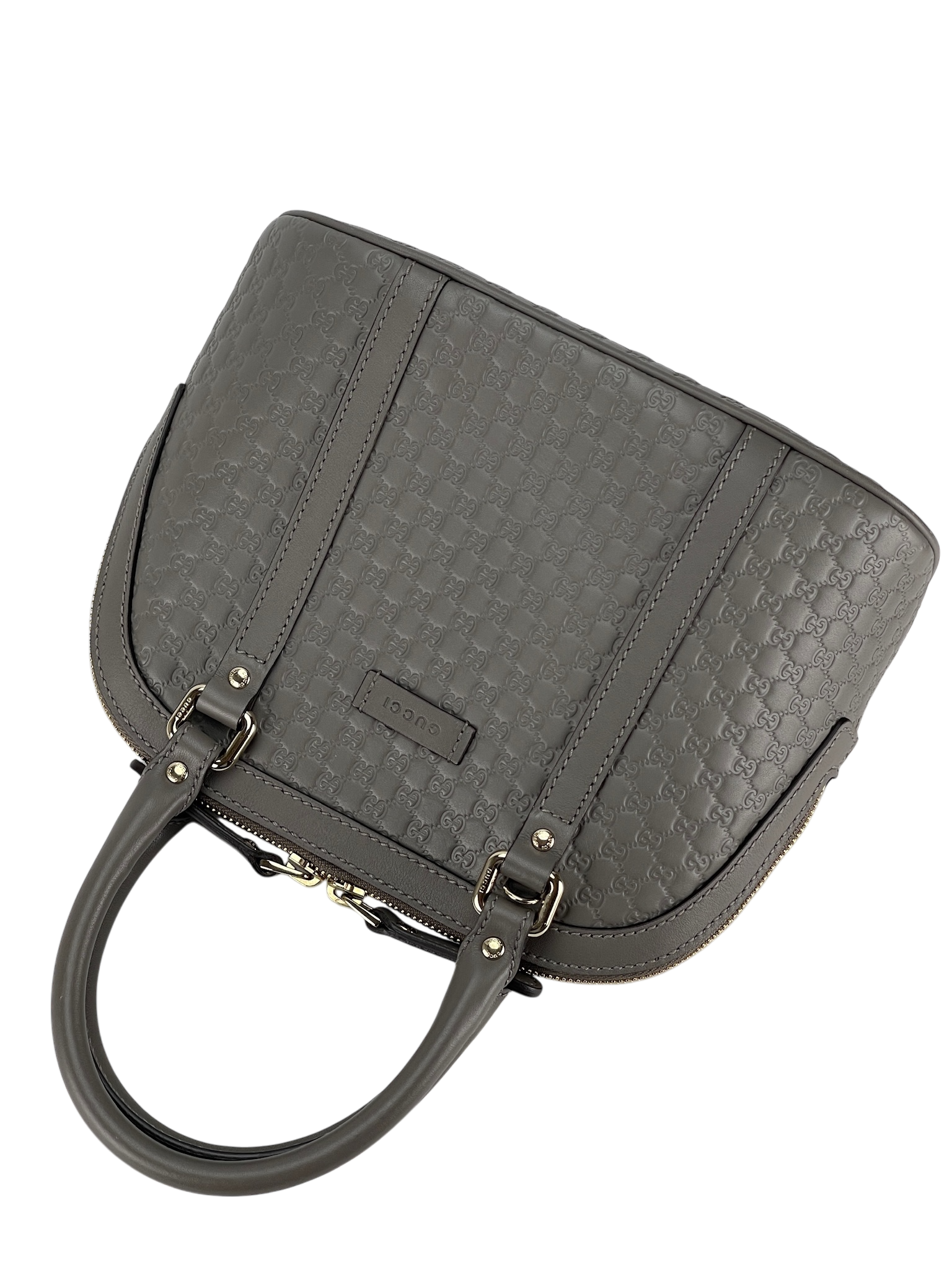 GUCCI - Grey Calfskin Micro Guccissima Leather Dome Bag