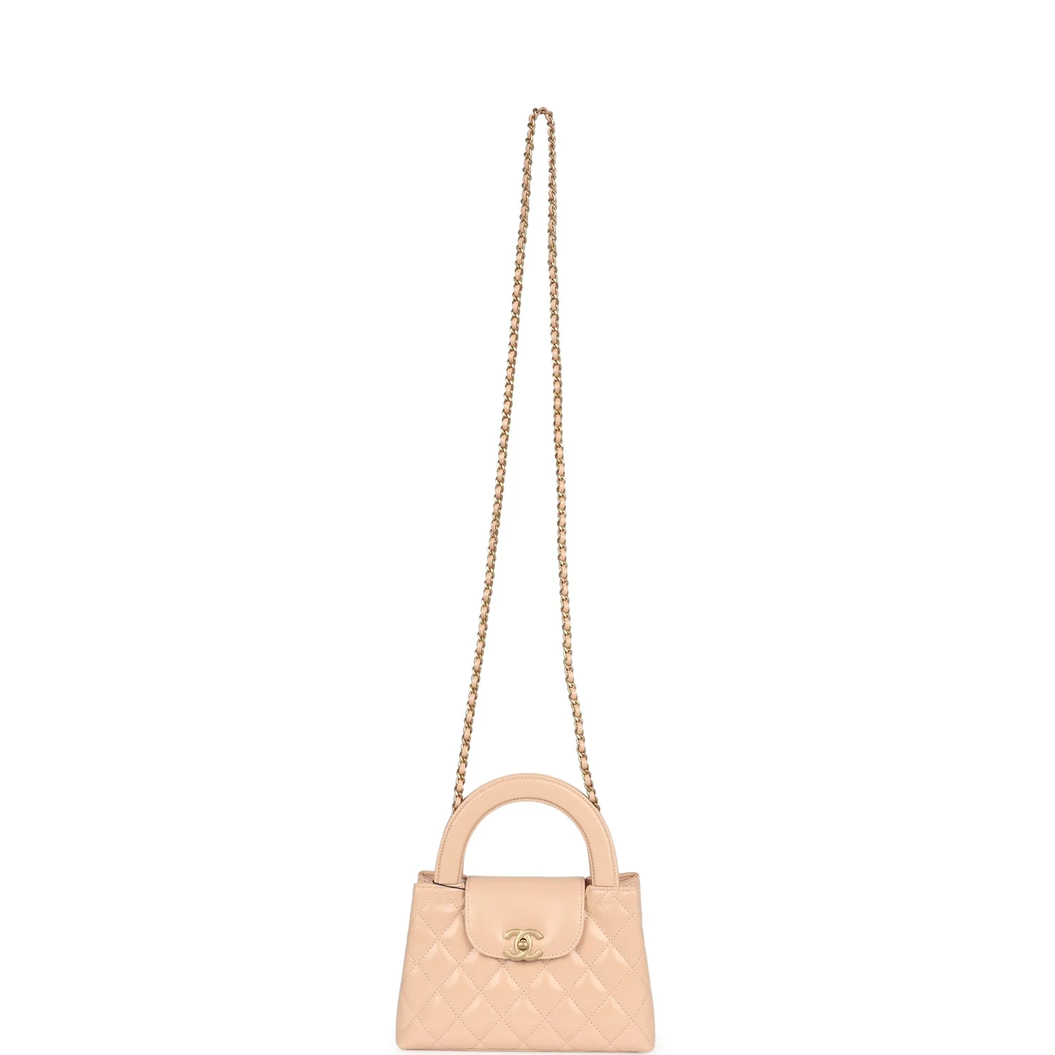 Chanel Small Kelly Shopper Beige Shiny Aged Calfskin Brushed Gold Hardware