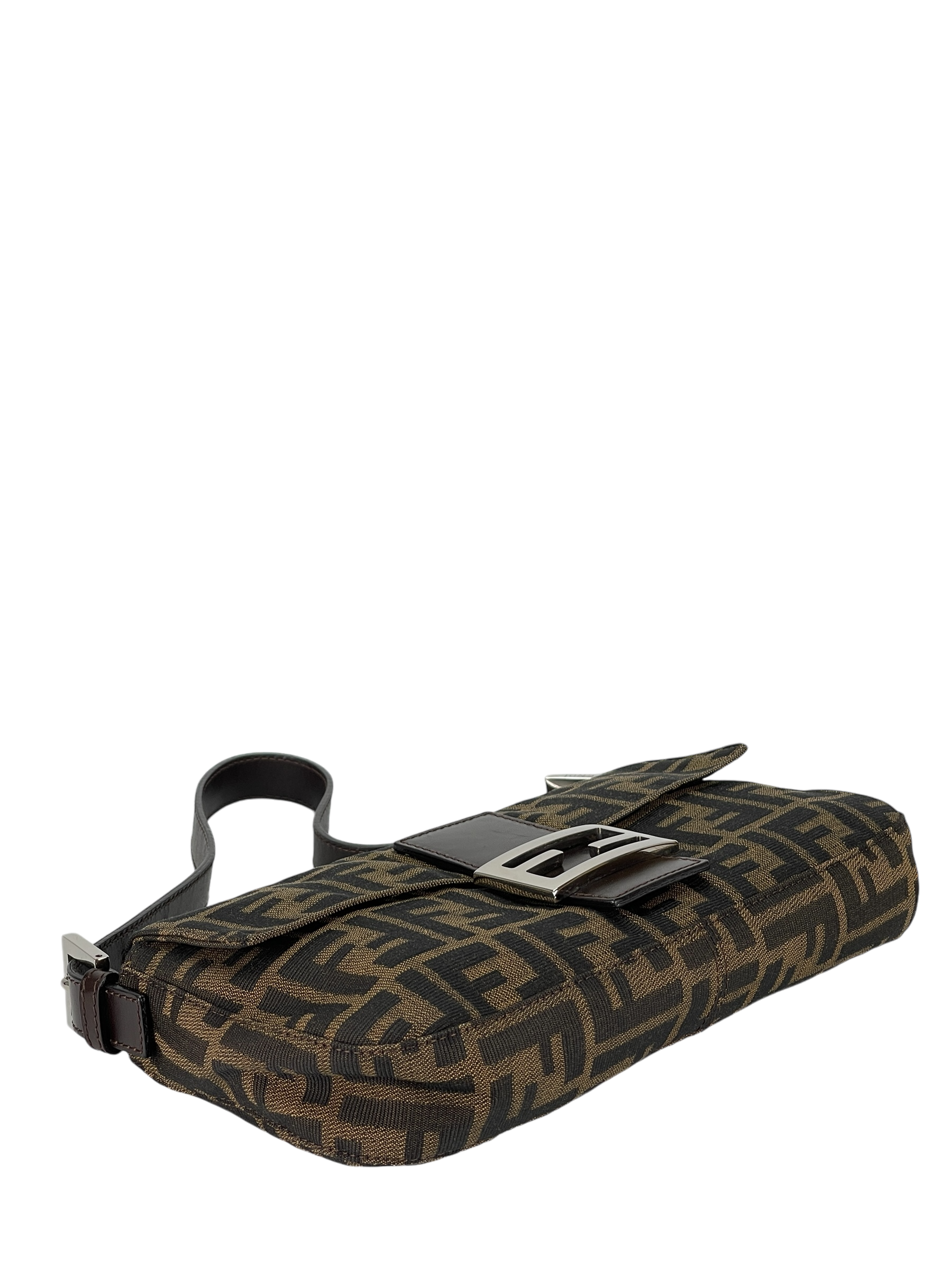 FENDI - Brown Zucca Baguette Handbag Silver Hardware