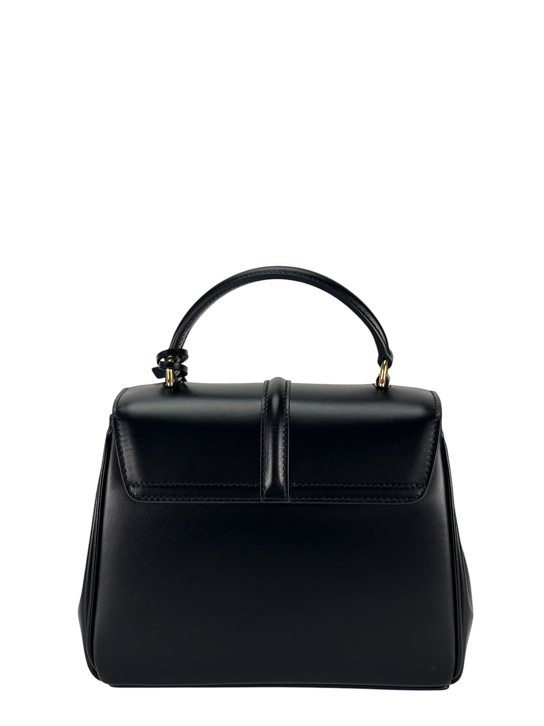 CELINE - Black Calfskin Satinated Top Handle Bag