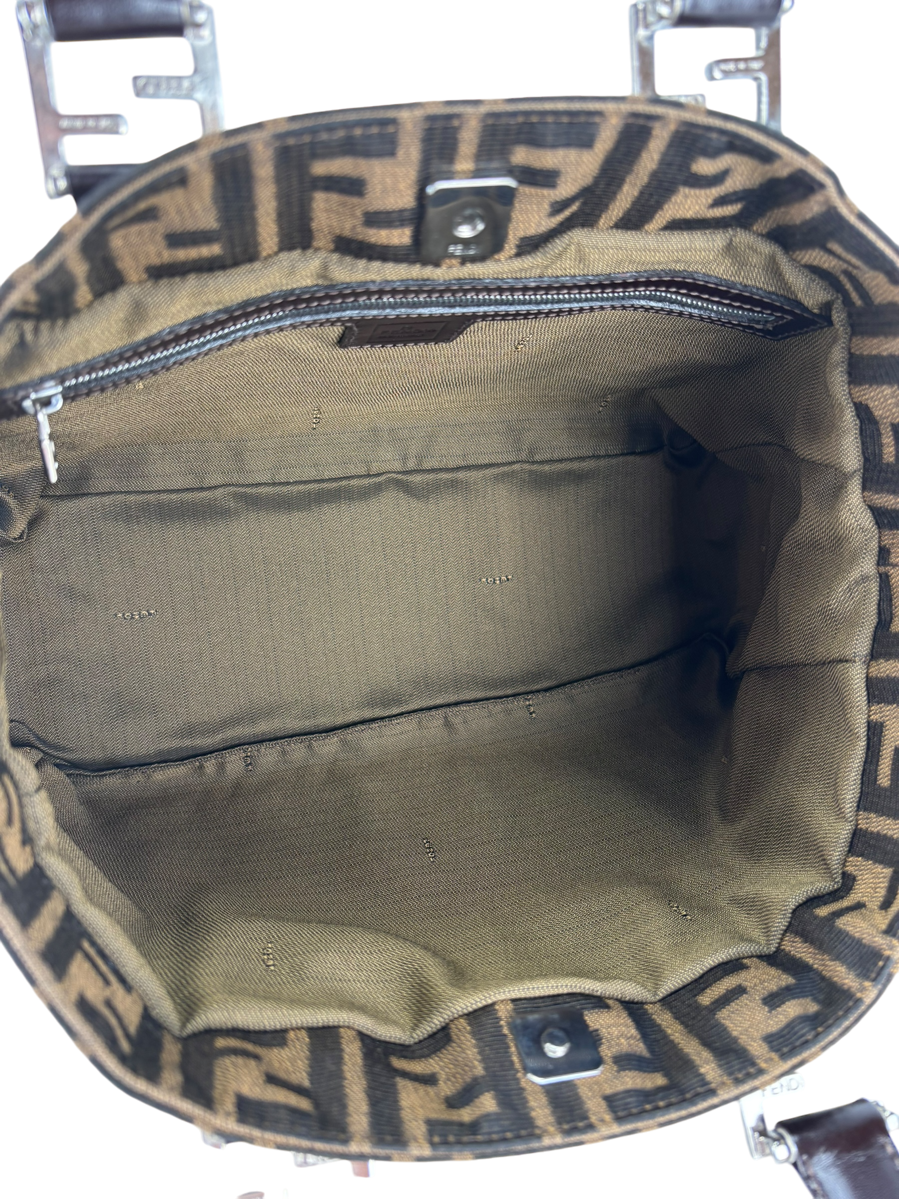 FENDI - Brown Canvas Tote Zucca Nylon Handbag