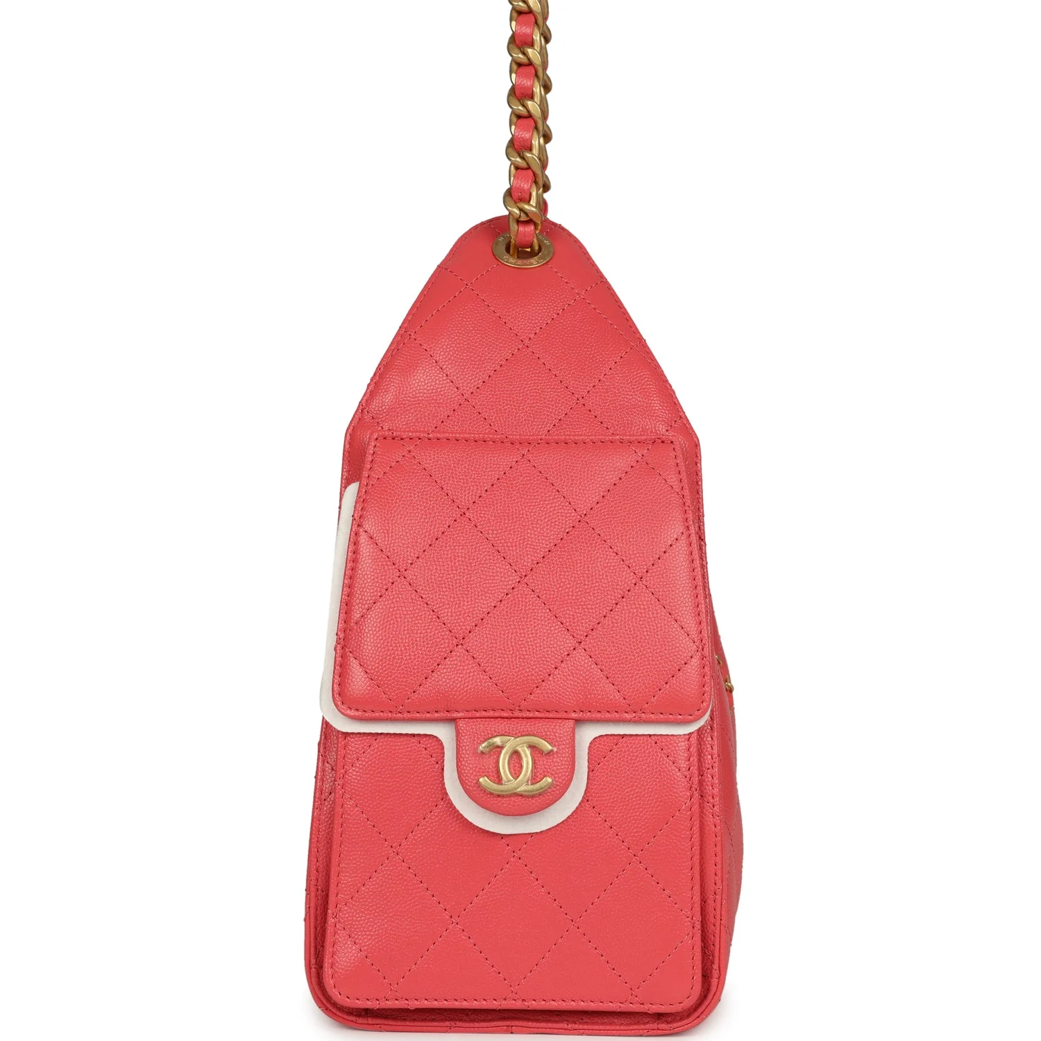 Chanel Small 25 Hobo Bag Coral Pink Caviar Antique Gold Hardware