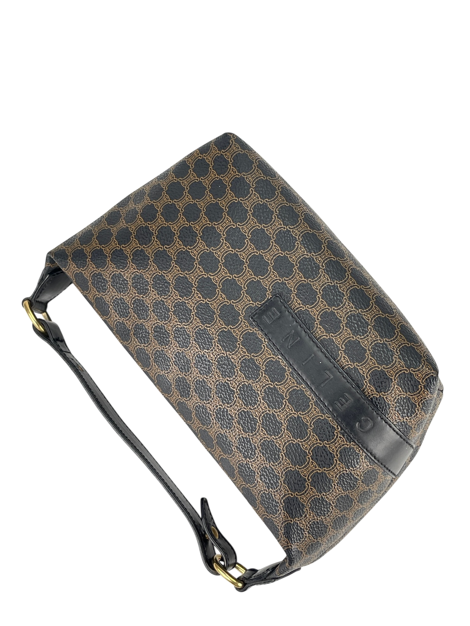 CELINE - Black Brown Macadam Pochette Hobo Bag