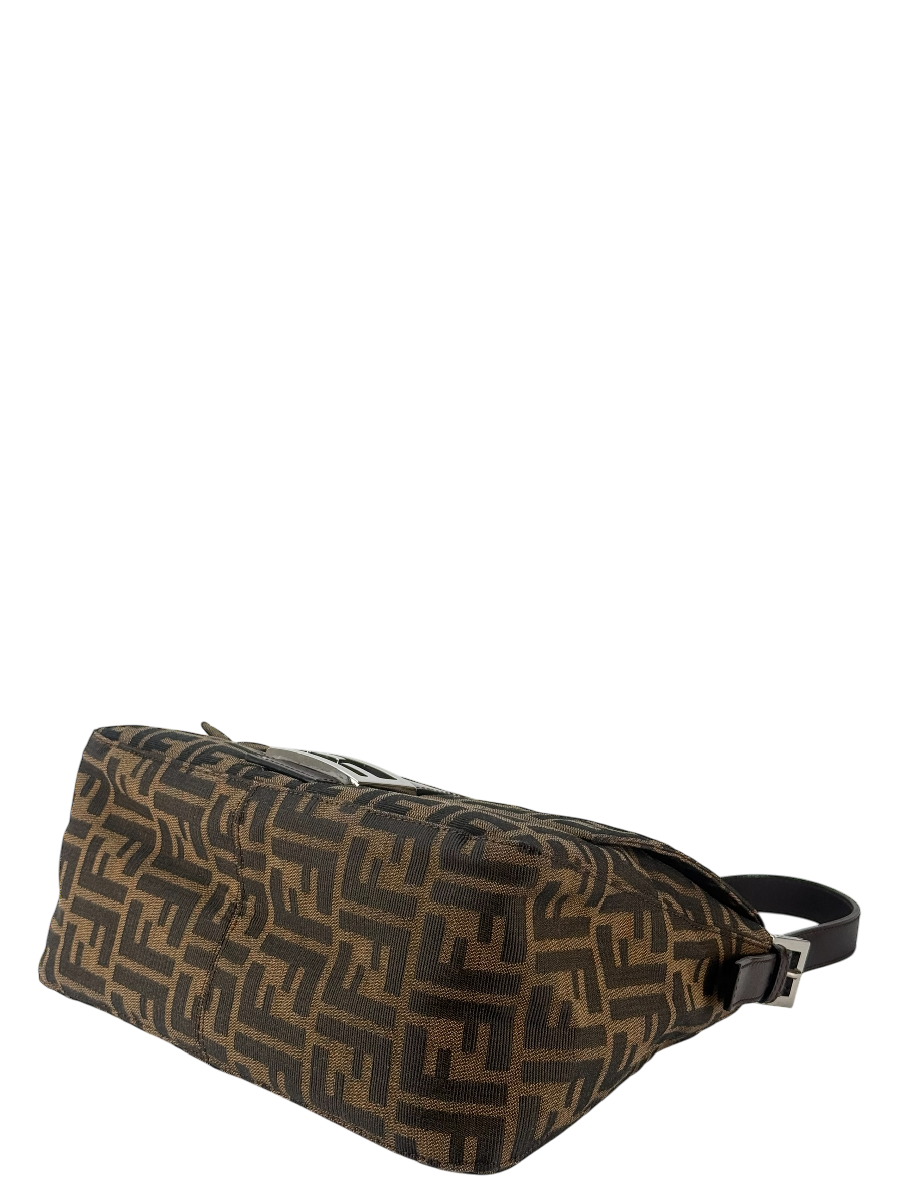 FENDI - Brown Zucca Mamma Baguette Handbag Silver Hardware