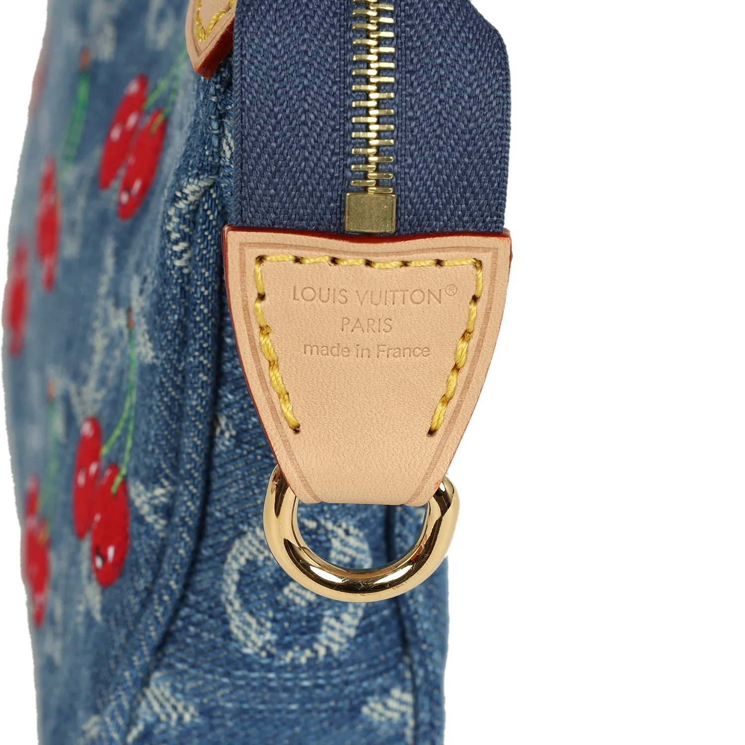 Louis Vuitton X Takashi Murakami Cherry Pochette Accessories Denim Monogram Gold Hardware