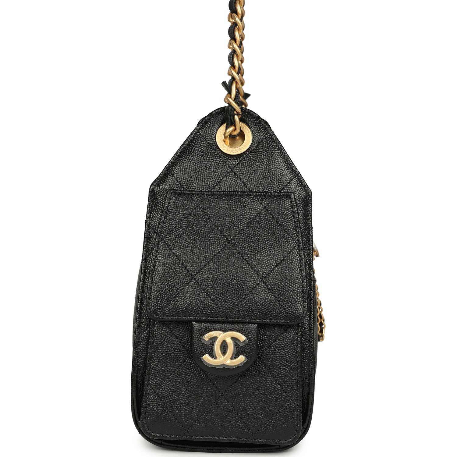 Chanel Mini 25 Hobo Bag Black Caviar Antique Gold Hardware