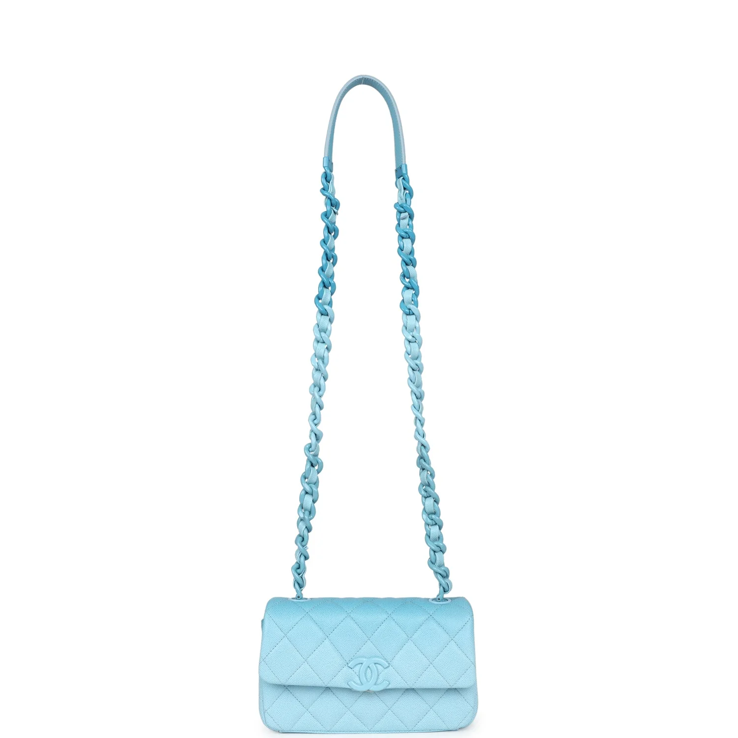 Chanel Small Flap Bag Blue Ombre Caviar Lacquered Metal Hardware