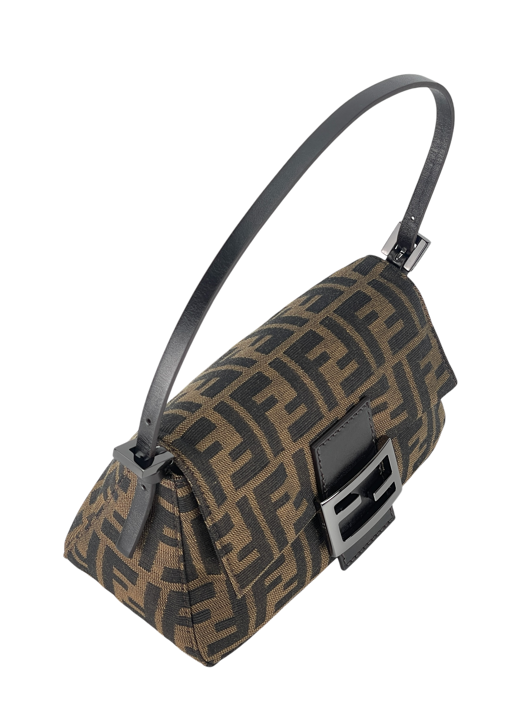 FENDI - Brown Zucca Baguette Handbag Silver Hardware