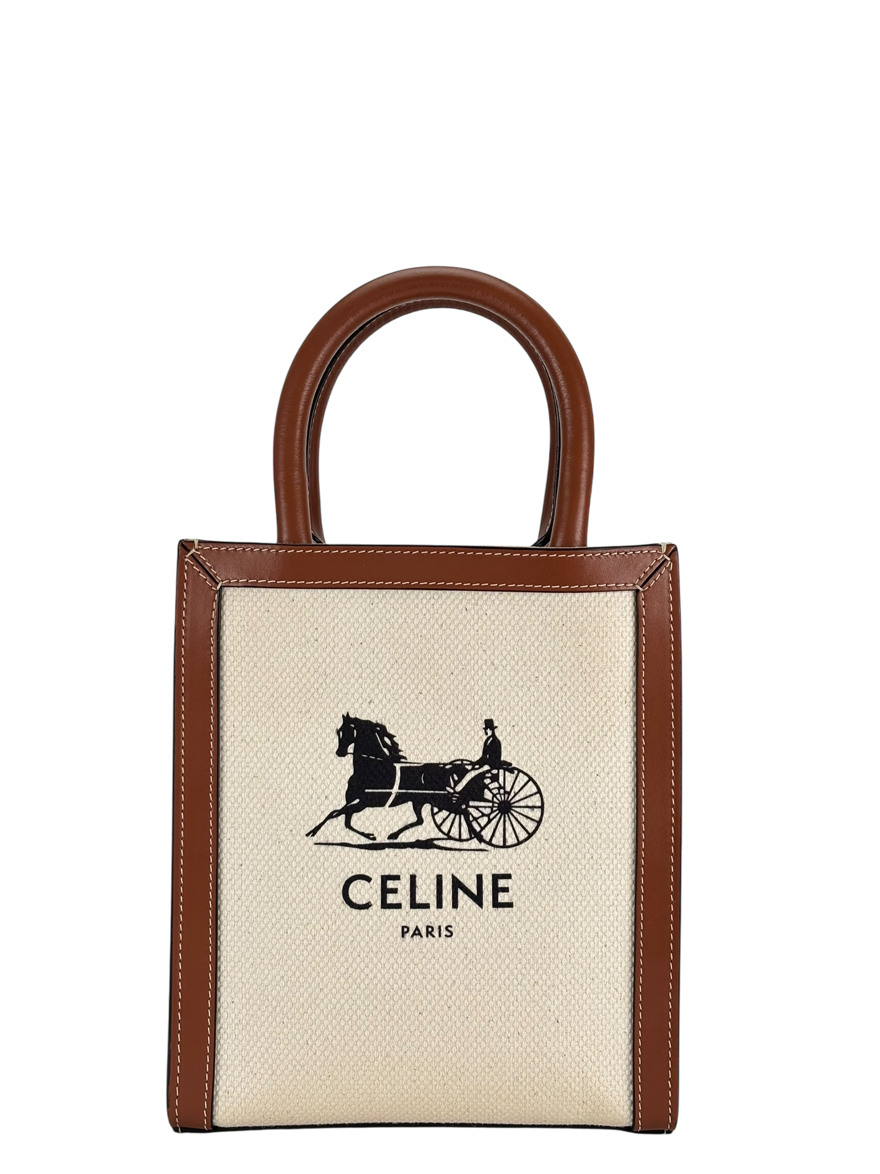 CELINE - Mini Natural Brown Sulky Print Canvas Shoulder Bag