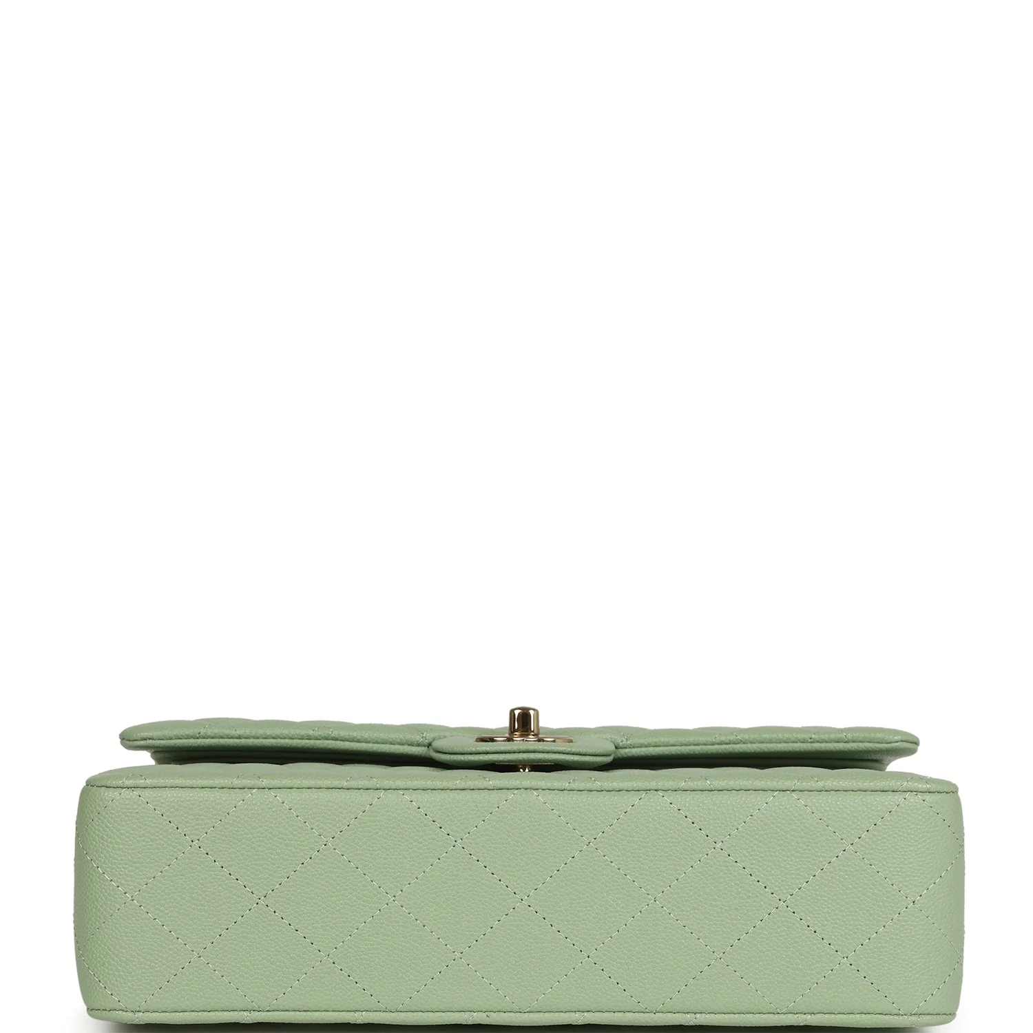 Chanel Medium Classic Double Flap Bag Light Green Caviar Light Gold Hardware