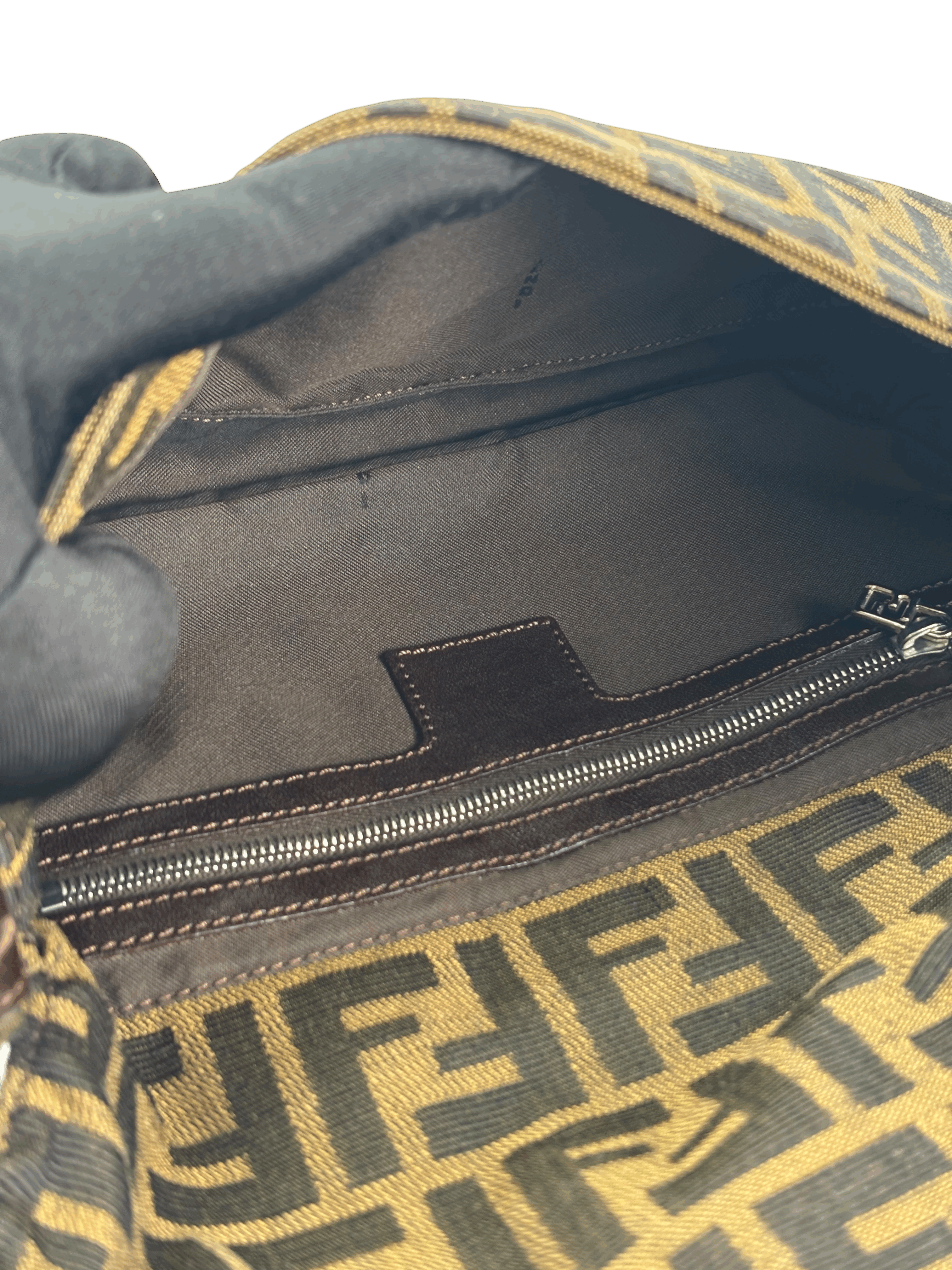 FENDI - Brown Zucca Baguette Handbag Silver Hardware