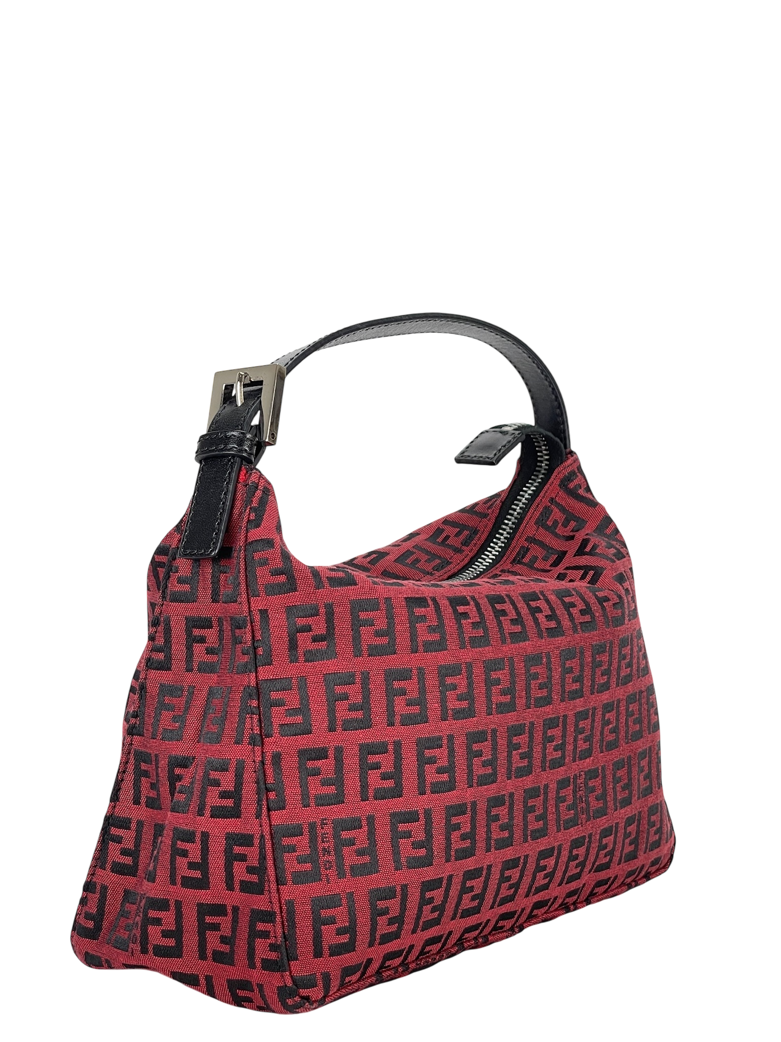 FENDI - Red Canvas Zucchino Pochette Handbag