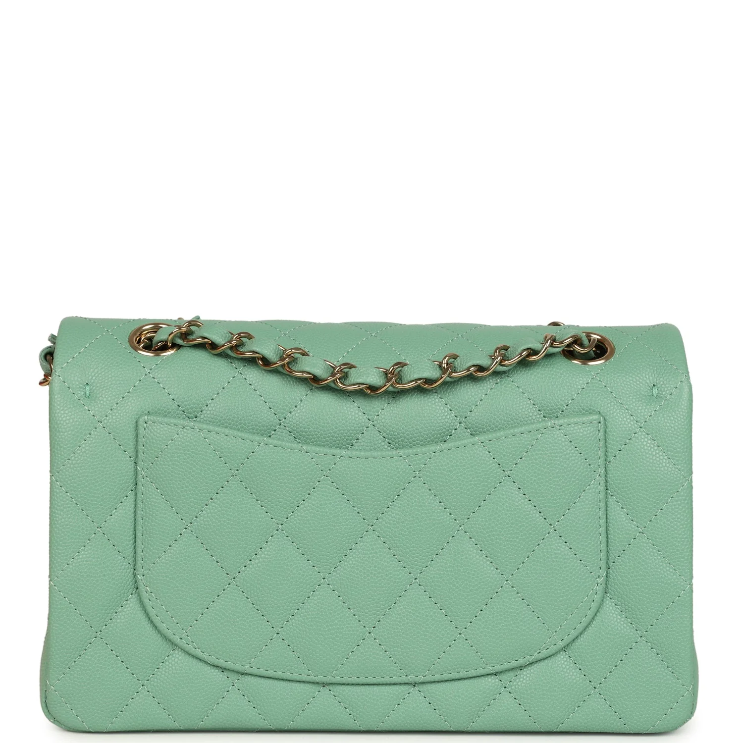 Chanel Small Classic Double Flap Bag Green Caviar Light Gold Hardware