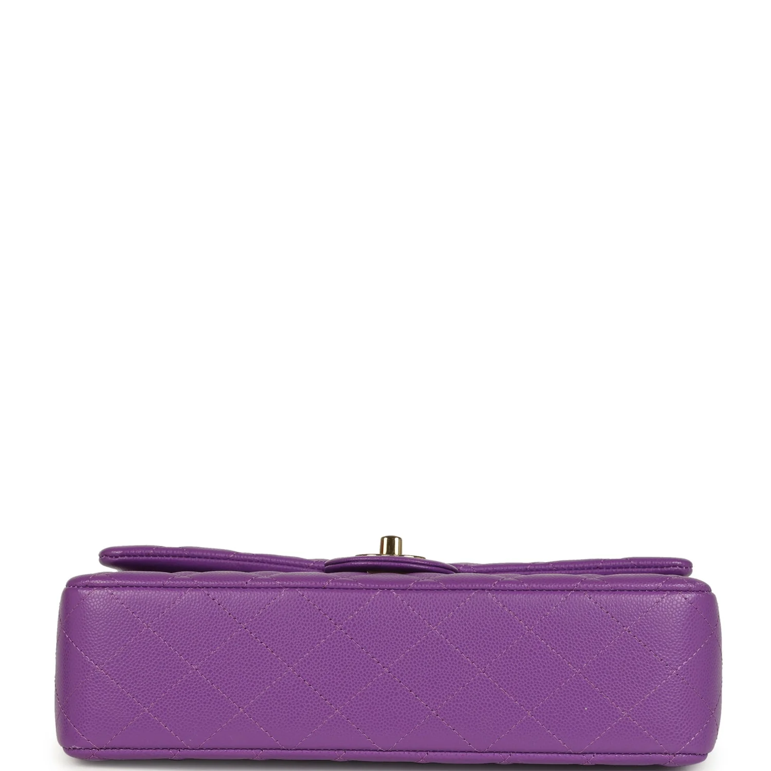 Pre-owned Chanel Medium Classic Double Flap Bag Dark Purple Shiny Caviar Light Gold Hardware