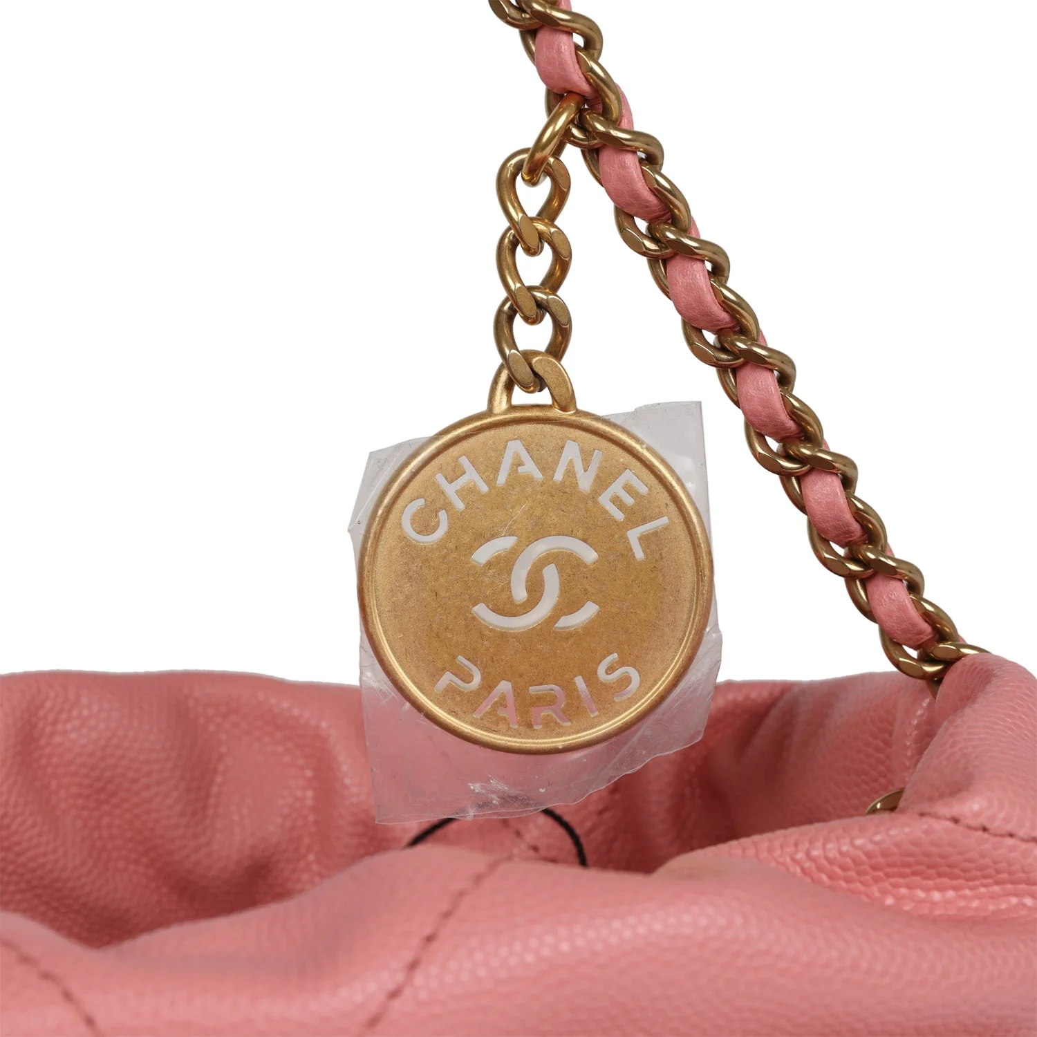 Chanel Mini 22 Bag Pink Shiny Calfskin Lacquered Gold Hardware