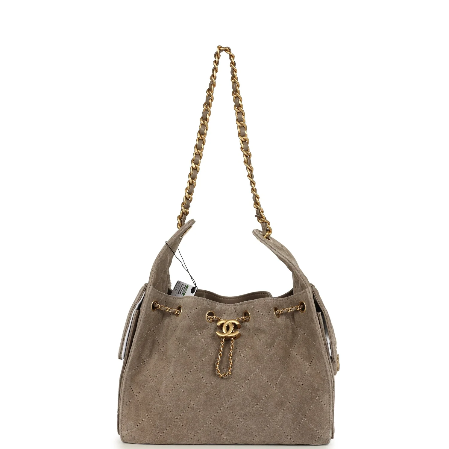 Chanel Small 25 Hobo Bag Dark Grey Suede Antique Gold Hardware