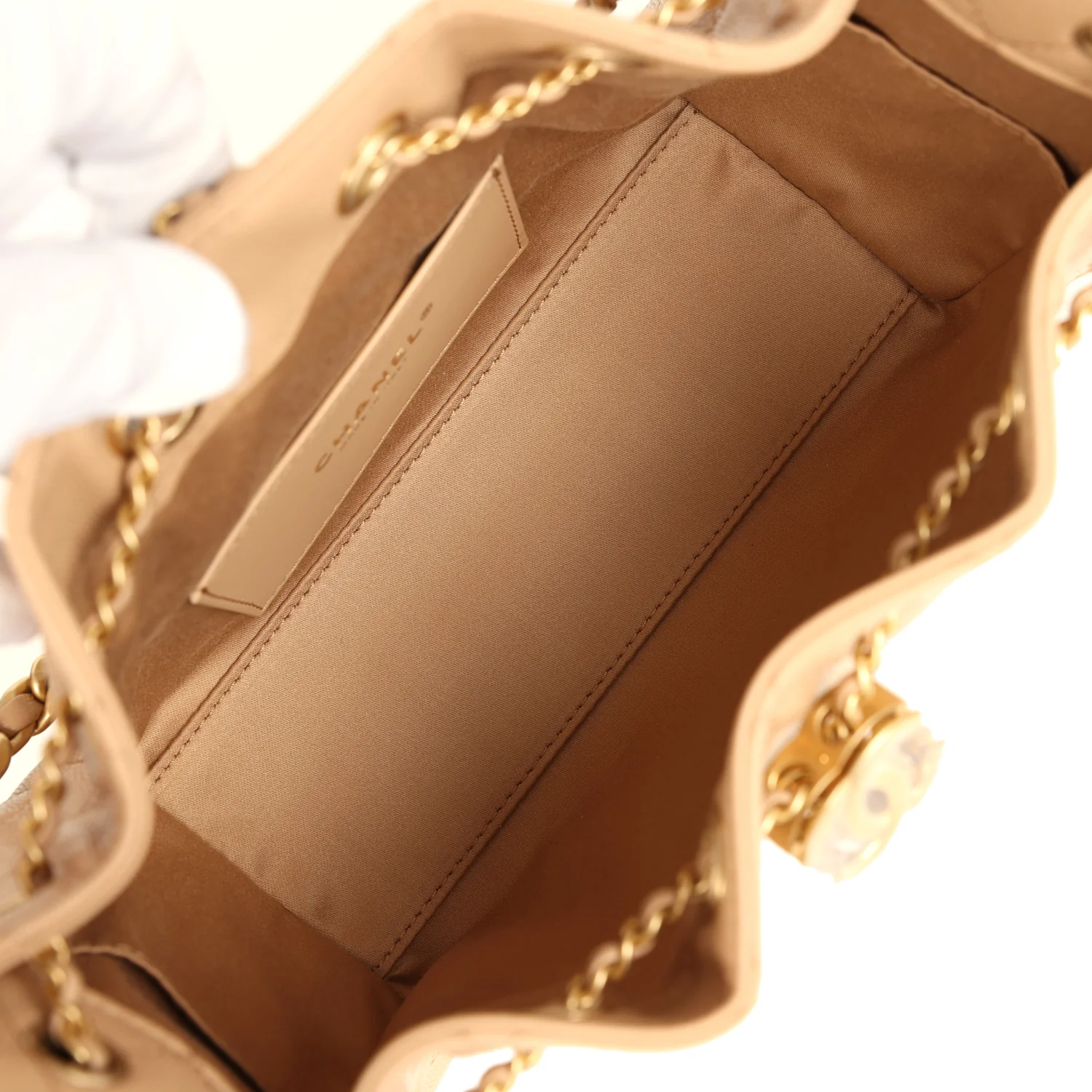 Chanel Mini 25 Hobo Bag Beige Caviar Antique Gold Hardware