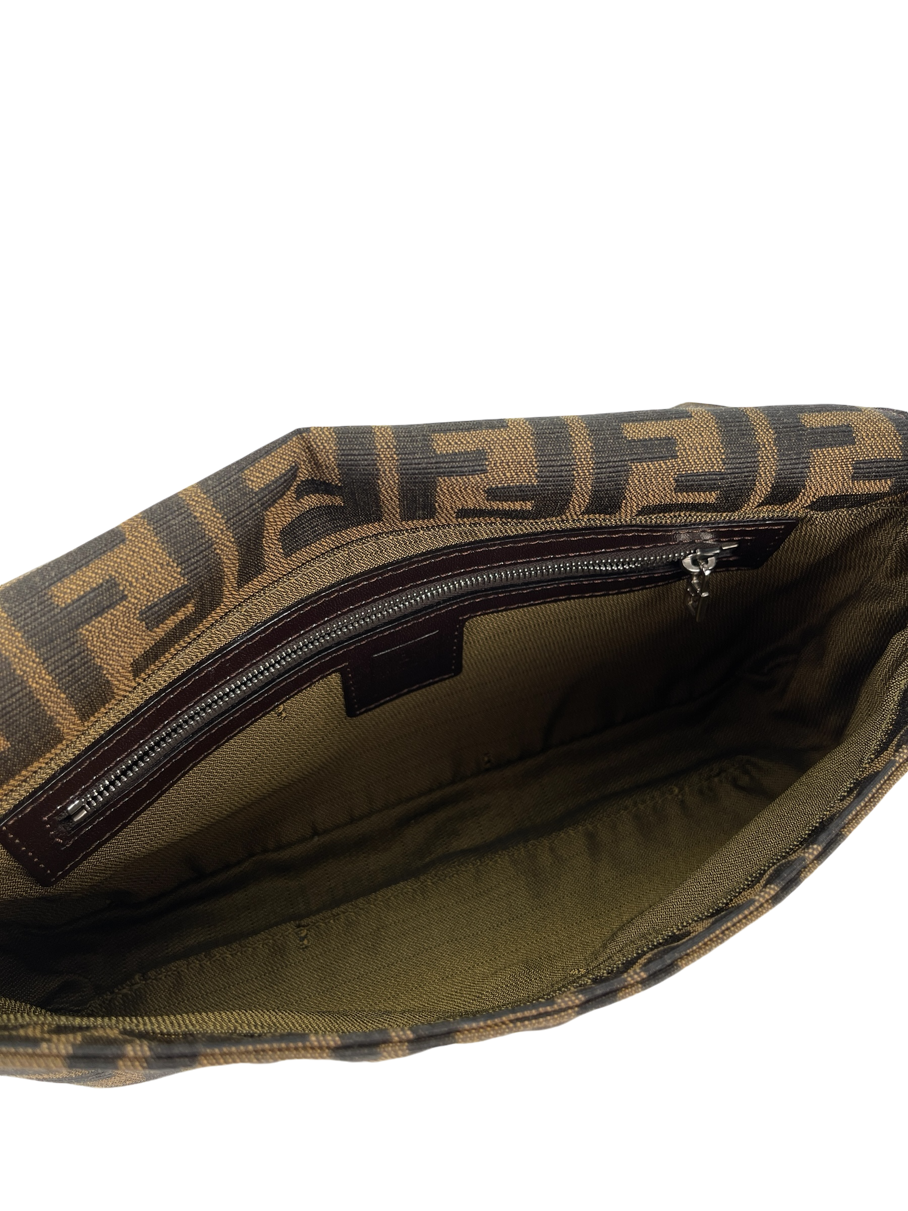 FENDI - Brown Zucca Baguette Handbag Silver Hardware