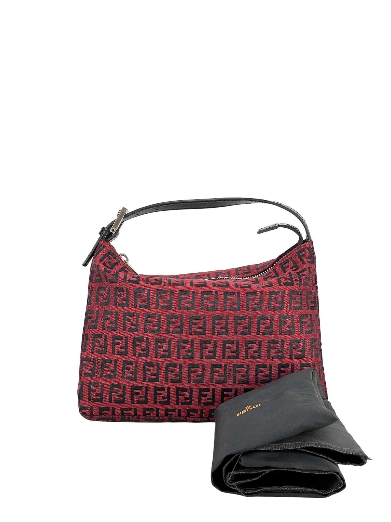 FENDI - Red Canvas Zucchino Pochette Handbag