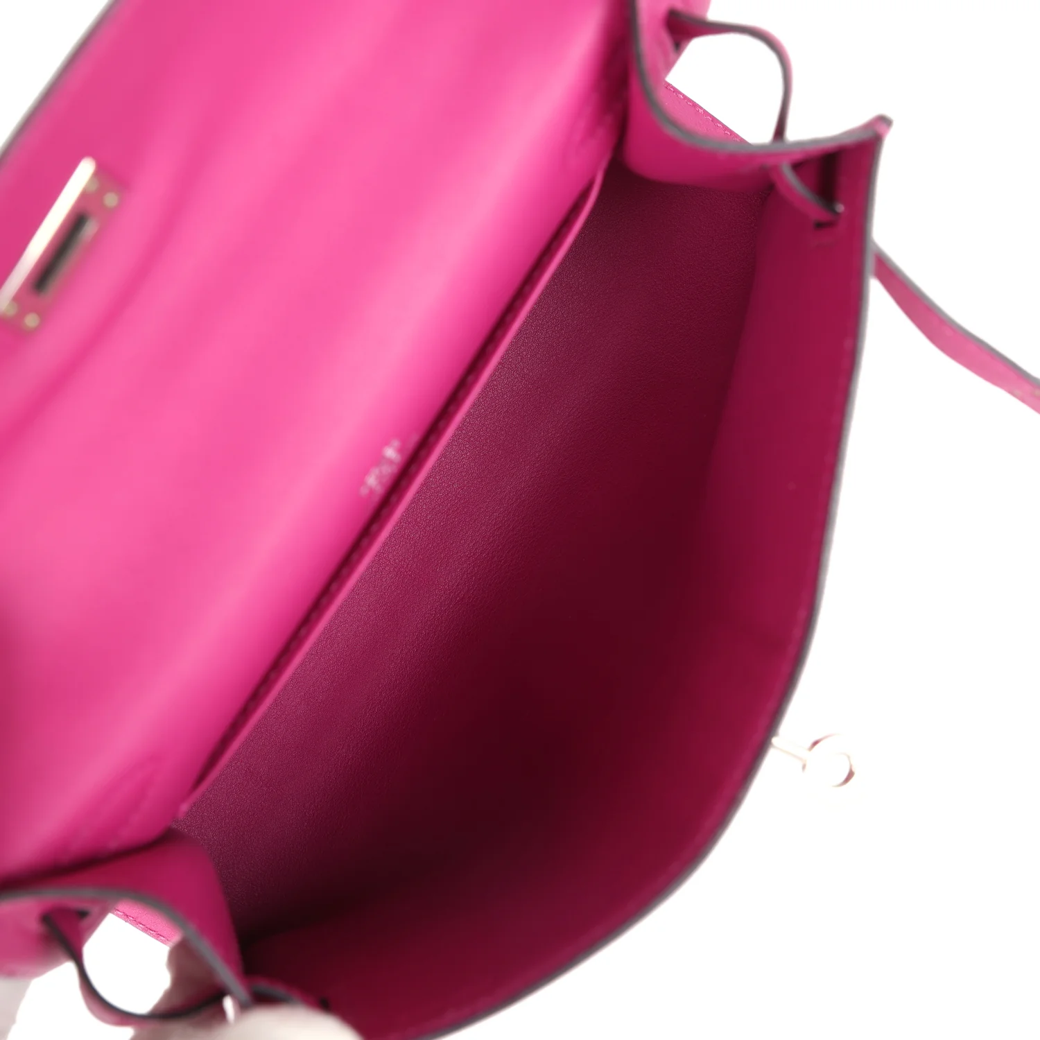 Pre-owned Hermes Kelly Pochette Rose Pourpre Swift Palladium Hardware