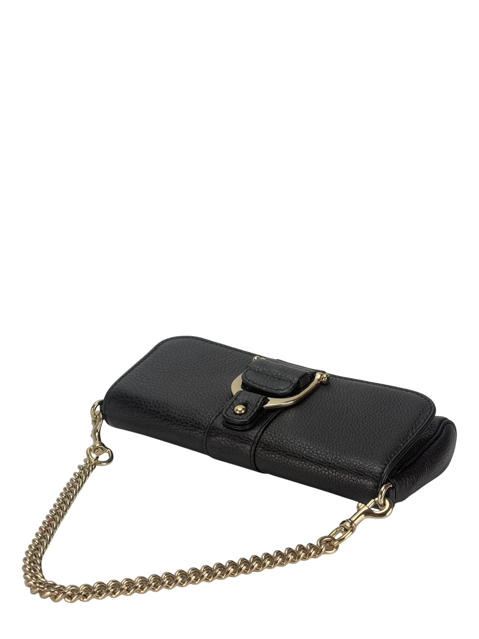 GUCCI - Black Calfskin Greenwich Evening Clutch Chain Shoulder Bag