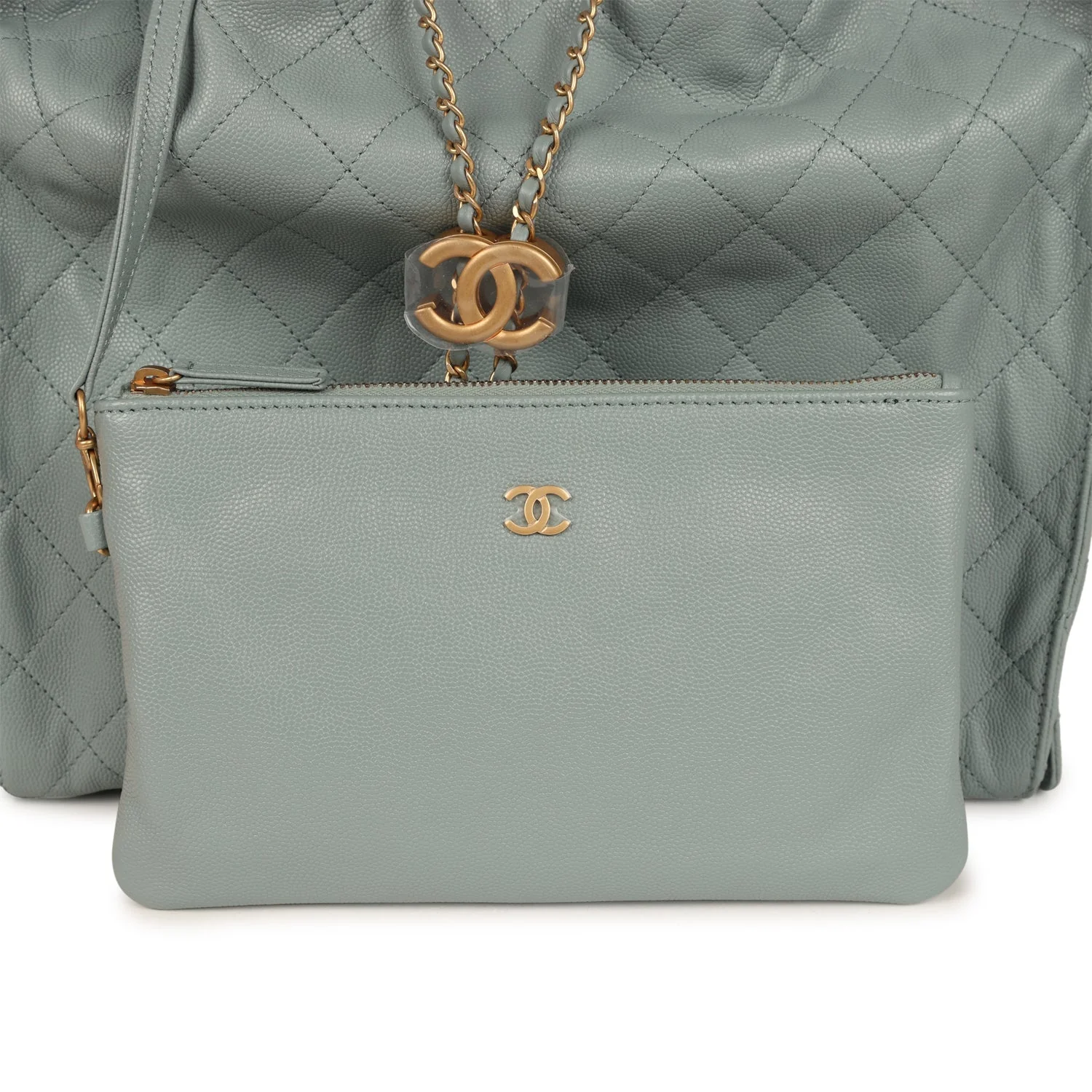 Chanel Medium 25 Hobo Bag Green Caviar Antique Gold Hardware