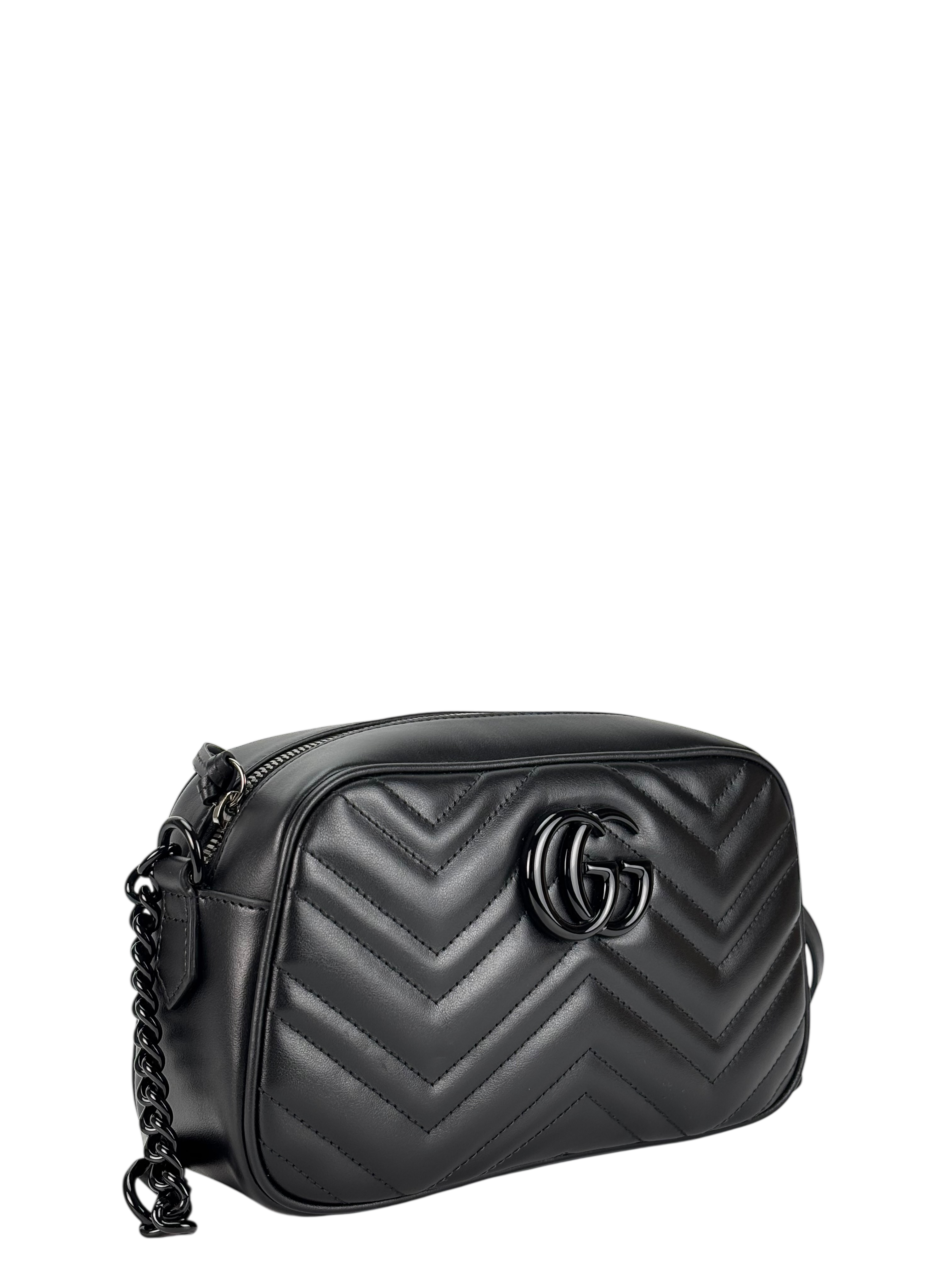 GUCCI - Black GG Marmont Camera Shoulder Bag