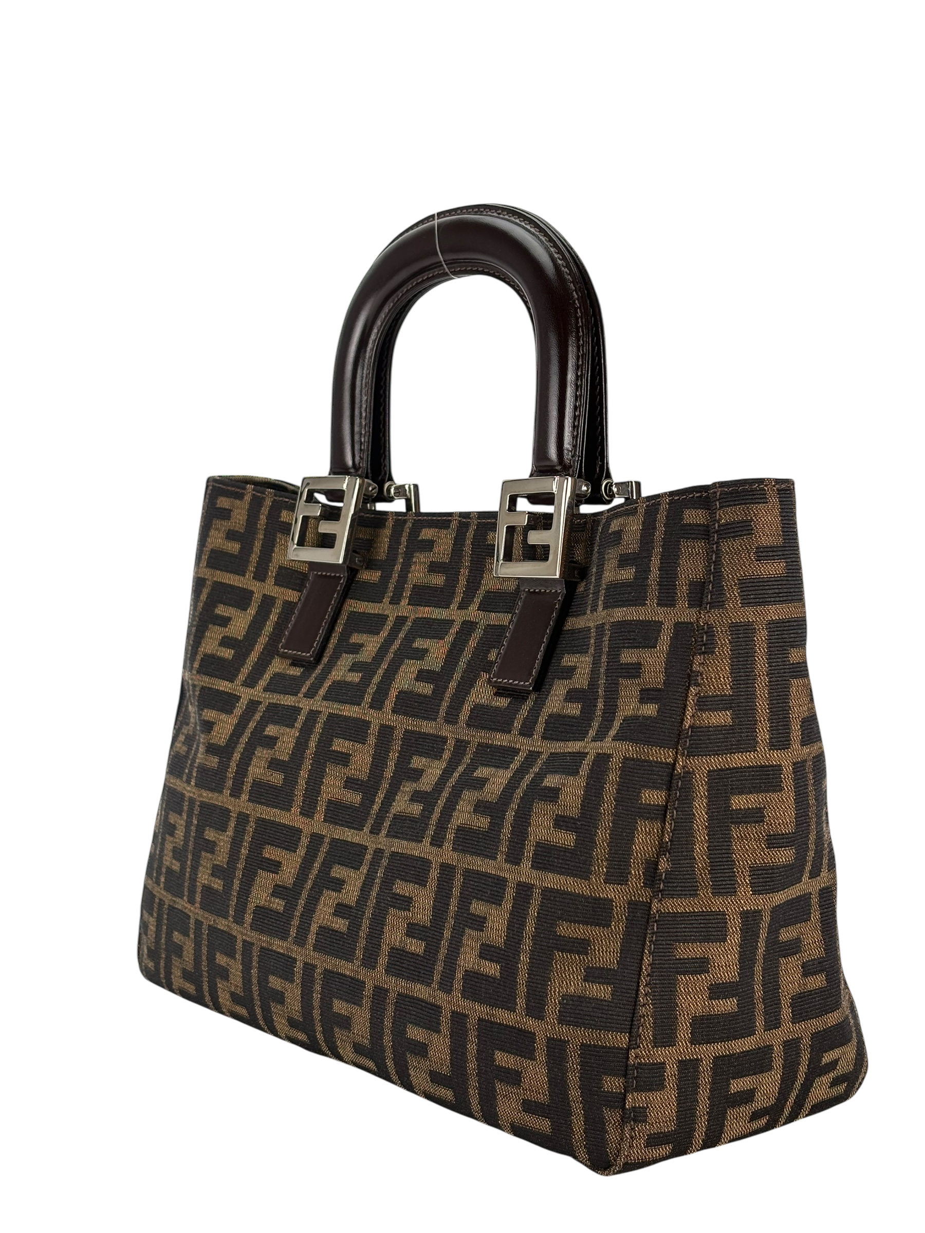 FENDI - Brown Canvas Tote Zucca Nylon Handbag