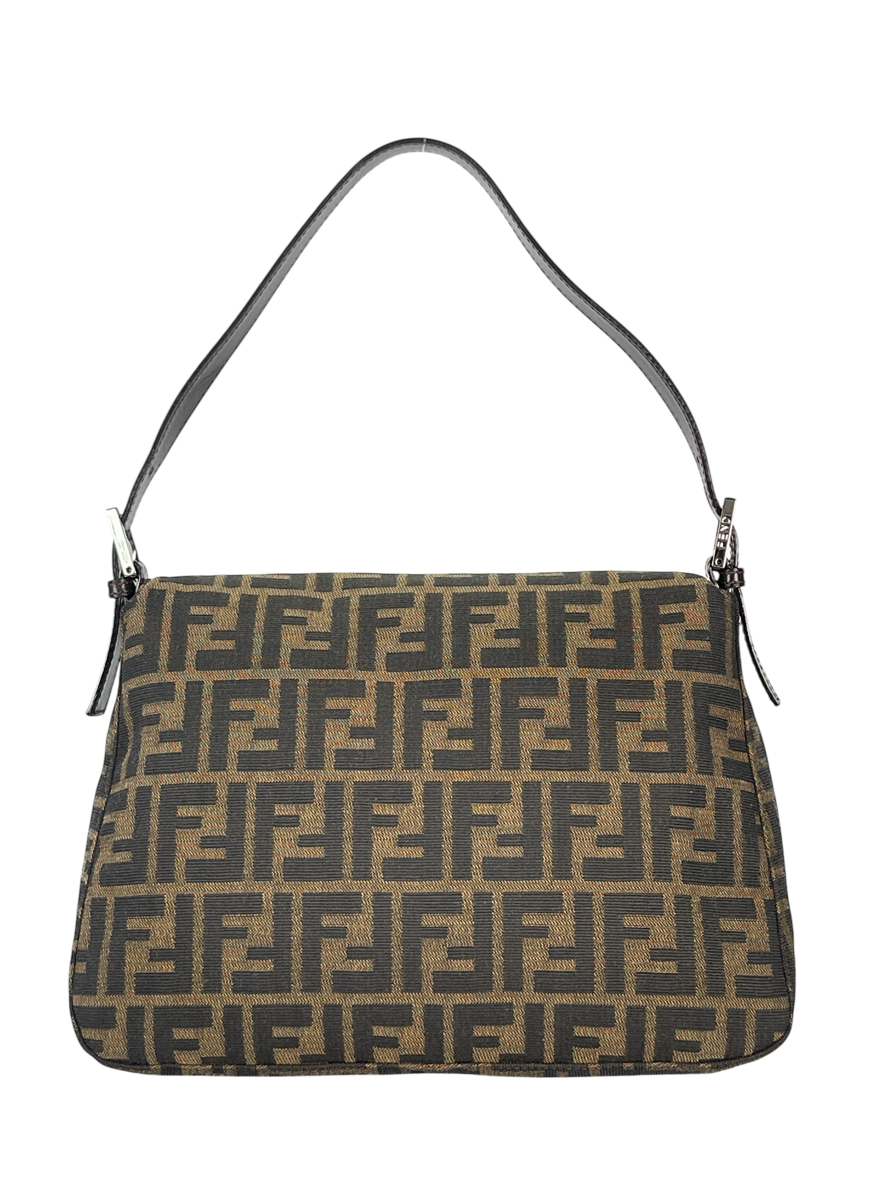 FENDI - Brown Zucca Mamma Baguette Handbag Silver Hardware