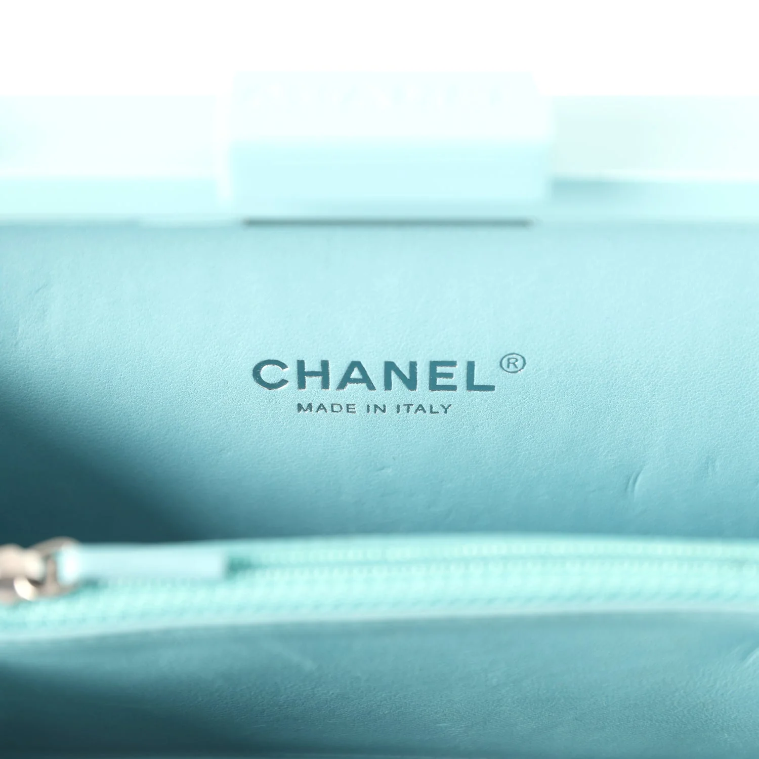 Pre-owned Chanel Supermarket Boy Brick Lego Minaudiere Clutch Light Blue Plexiglass Silver Hardware