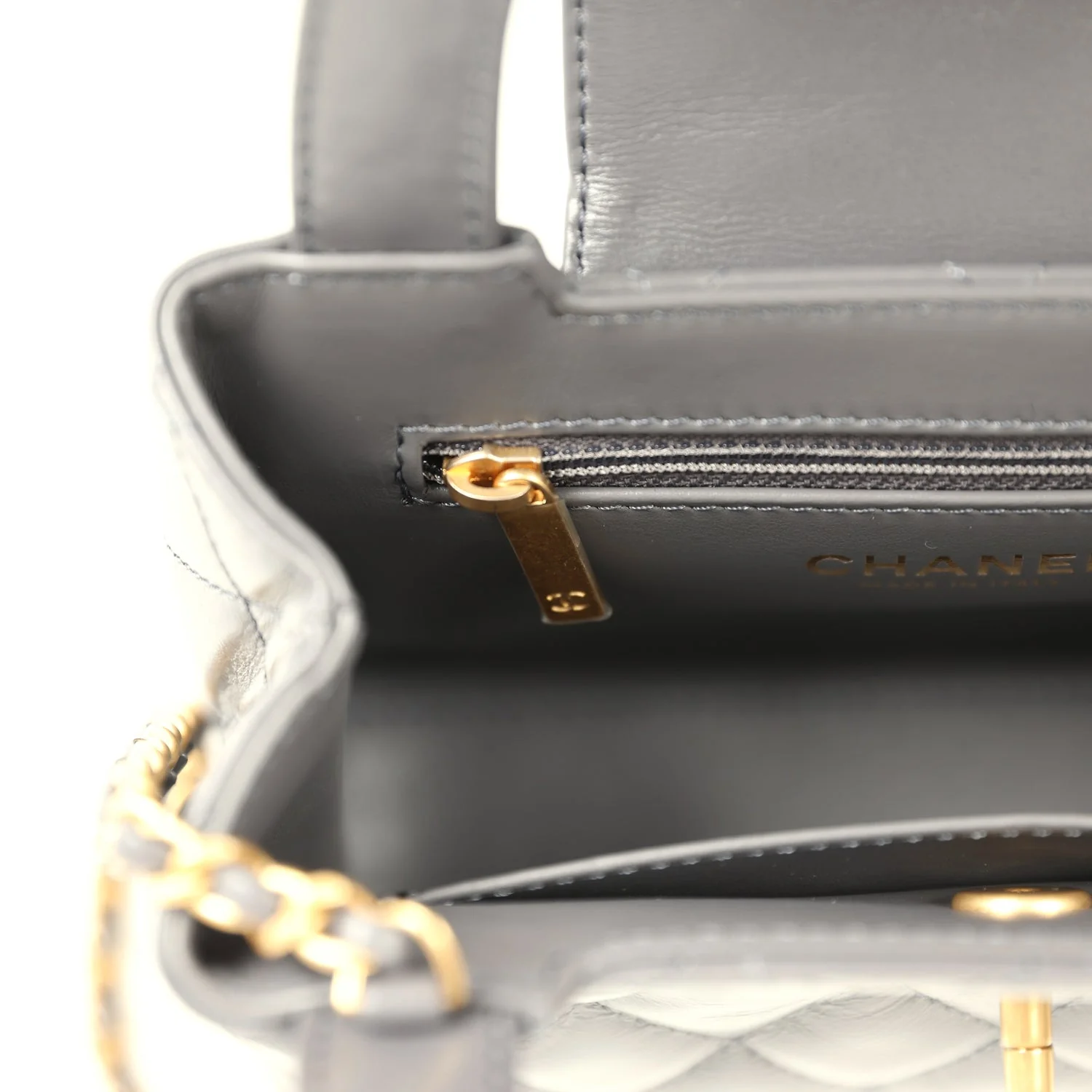 Pre-owned Chanel Small Kelly Shopper Grey Shiny Aged Calfskin Brushed Gold Hardware