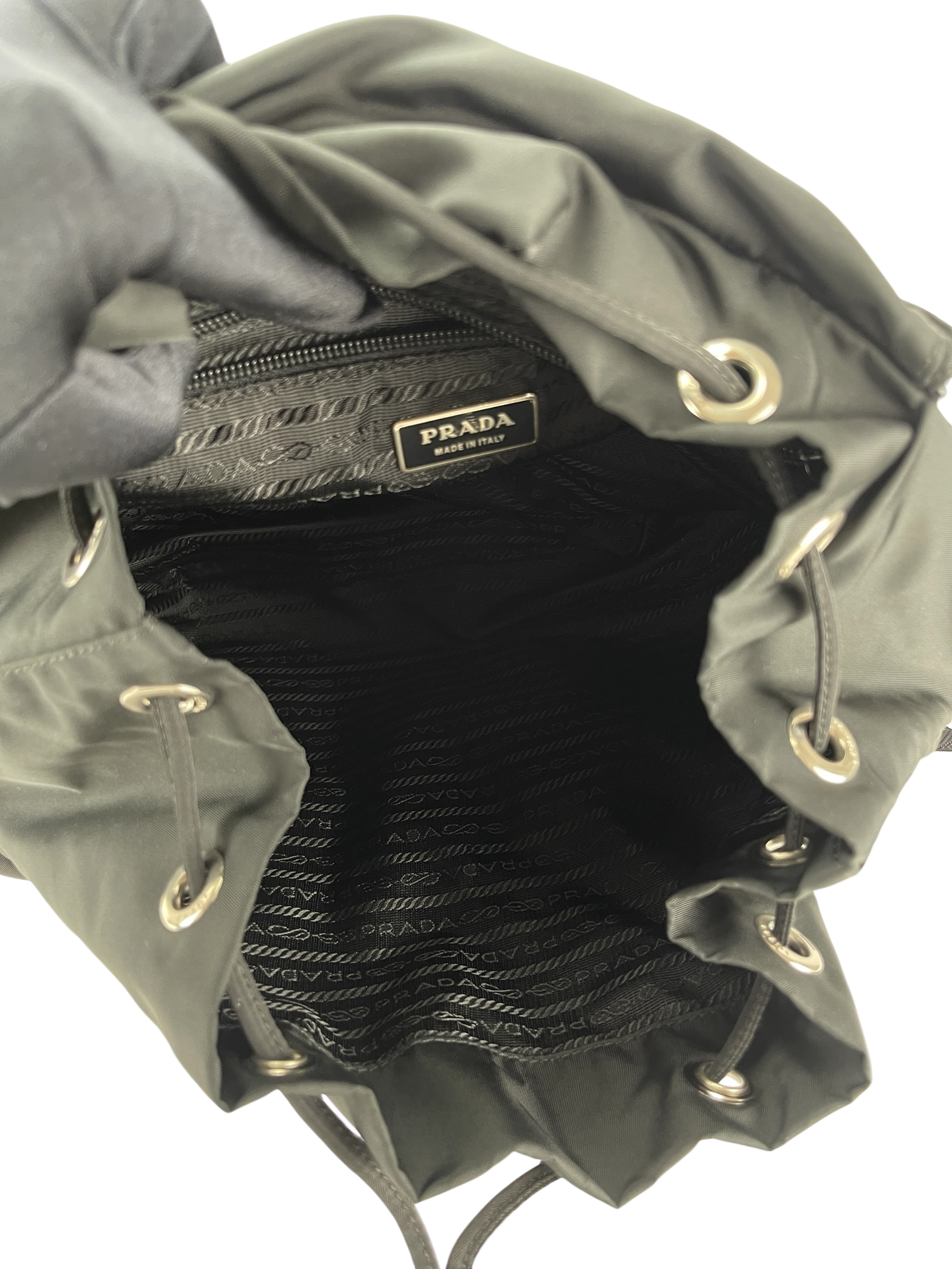 PRADA - Medium Tessuto Nylon Calfskin Backpack Black