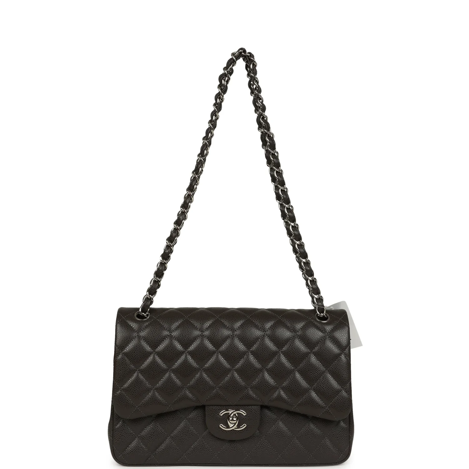 Chanel Jumbo Classic Double Flap Bag Dark Grey Caviar Silver Hardware