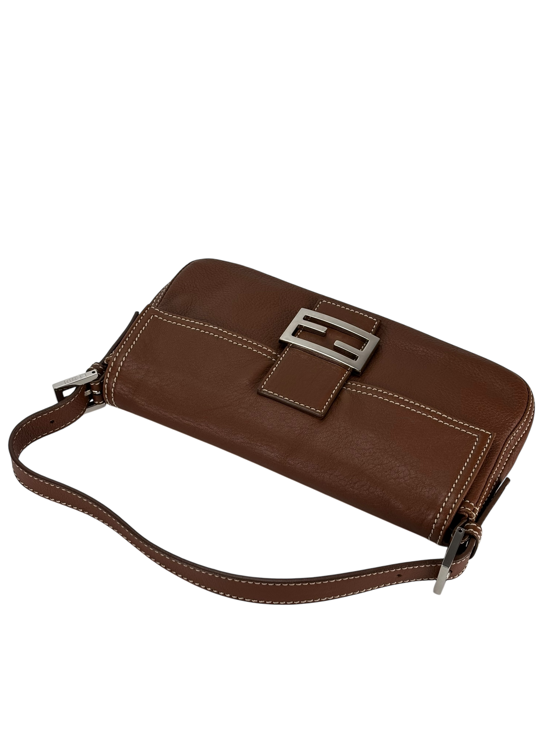 FENDI - Baguette Brown Calfskin Handbag
