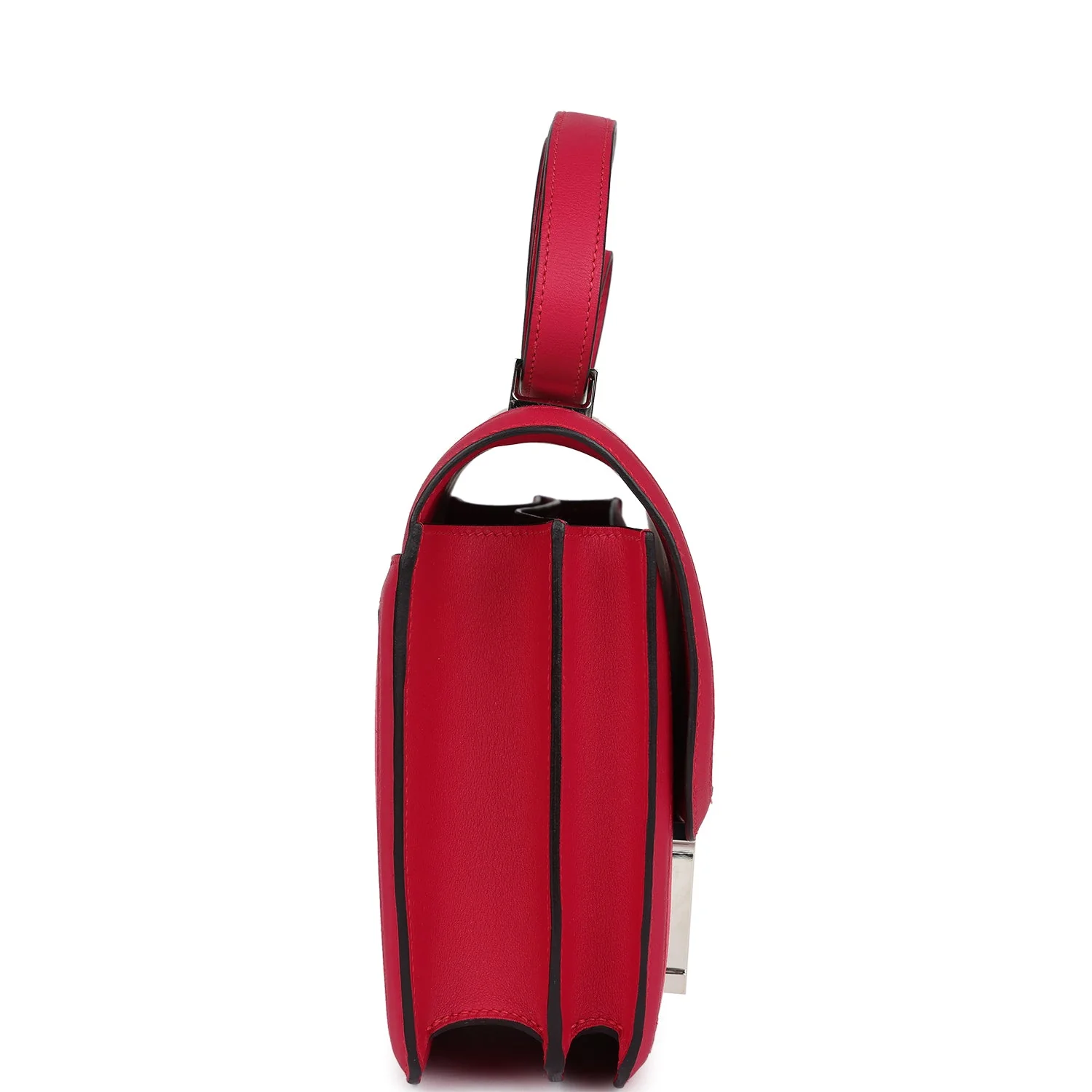 Pre-owned Hermes Constance 24 Rose Shocking and Ecru Toile H Berline and Framboise Swift Palladium Hardware